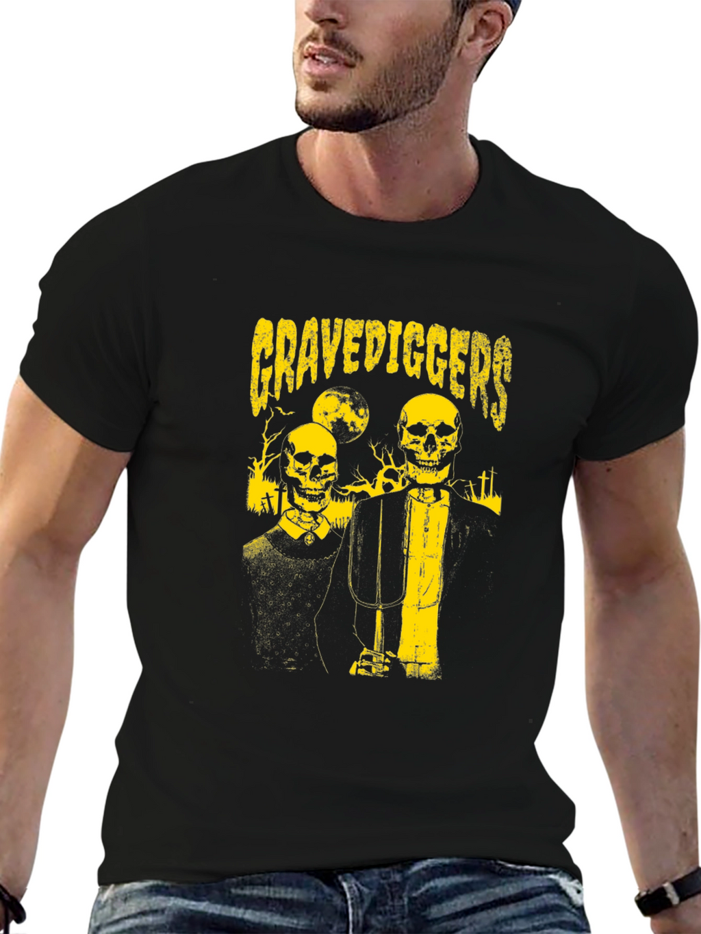 Gravediggers Graphic Print Black T-Shirt