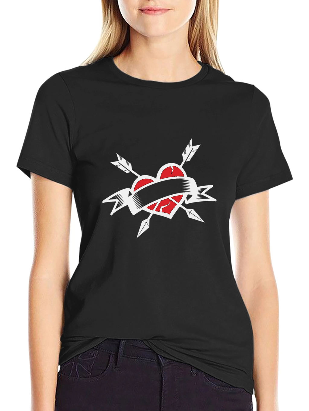 Broken Heart Arrow T-Shirt - Black