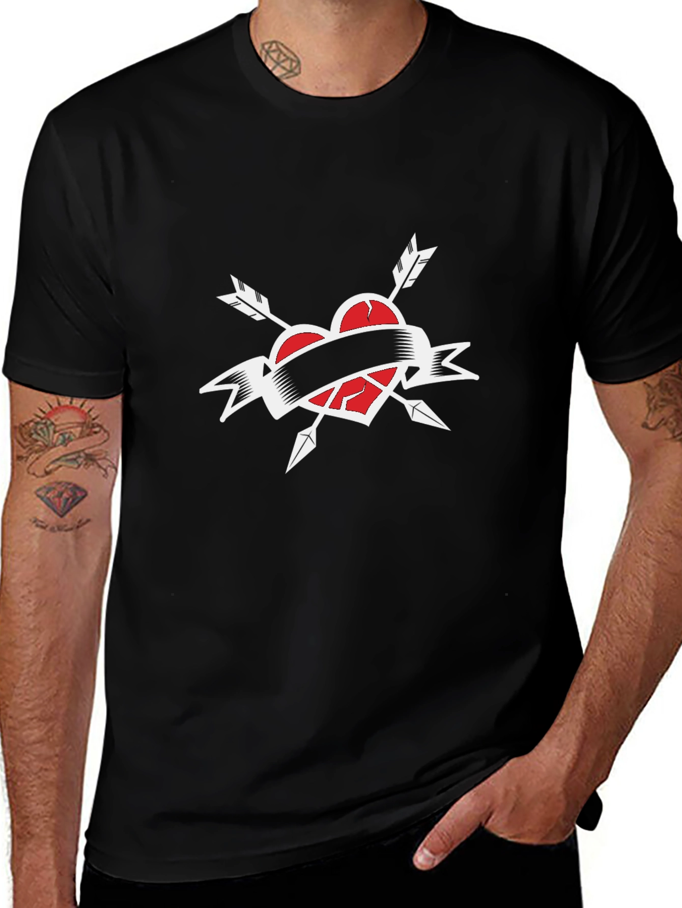 Broken Heart Arrow T-Shirt - Black