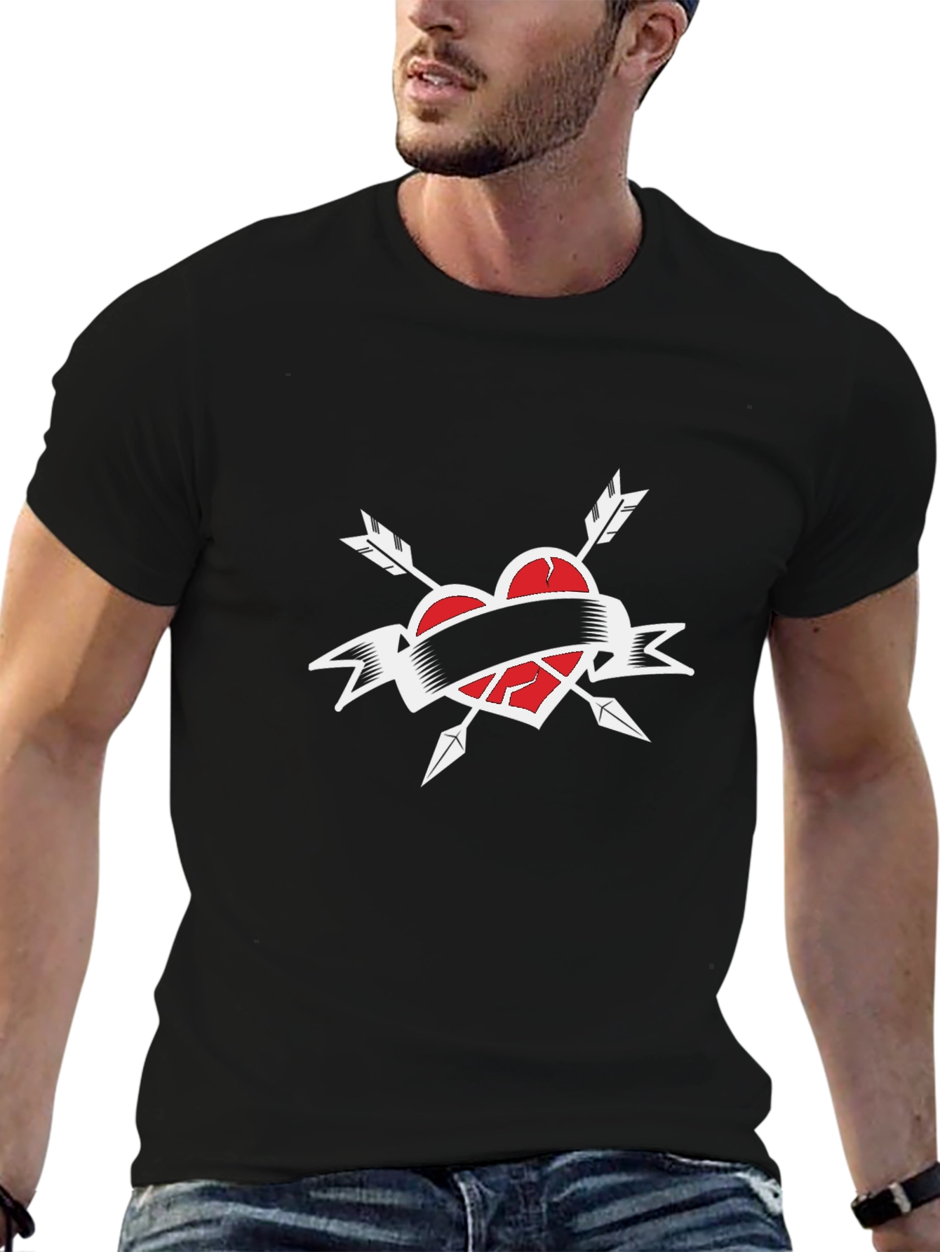 Broken Heart Arrow T-Shirt - Black