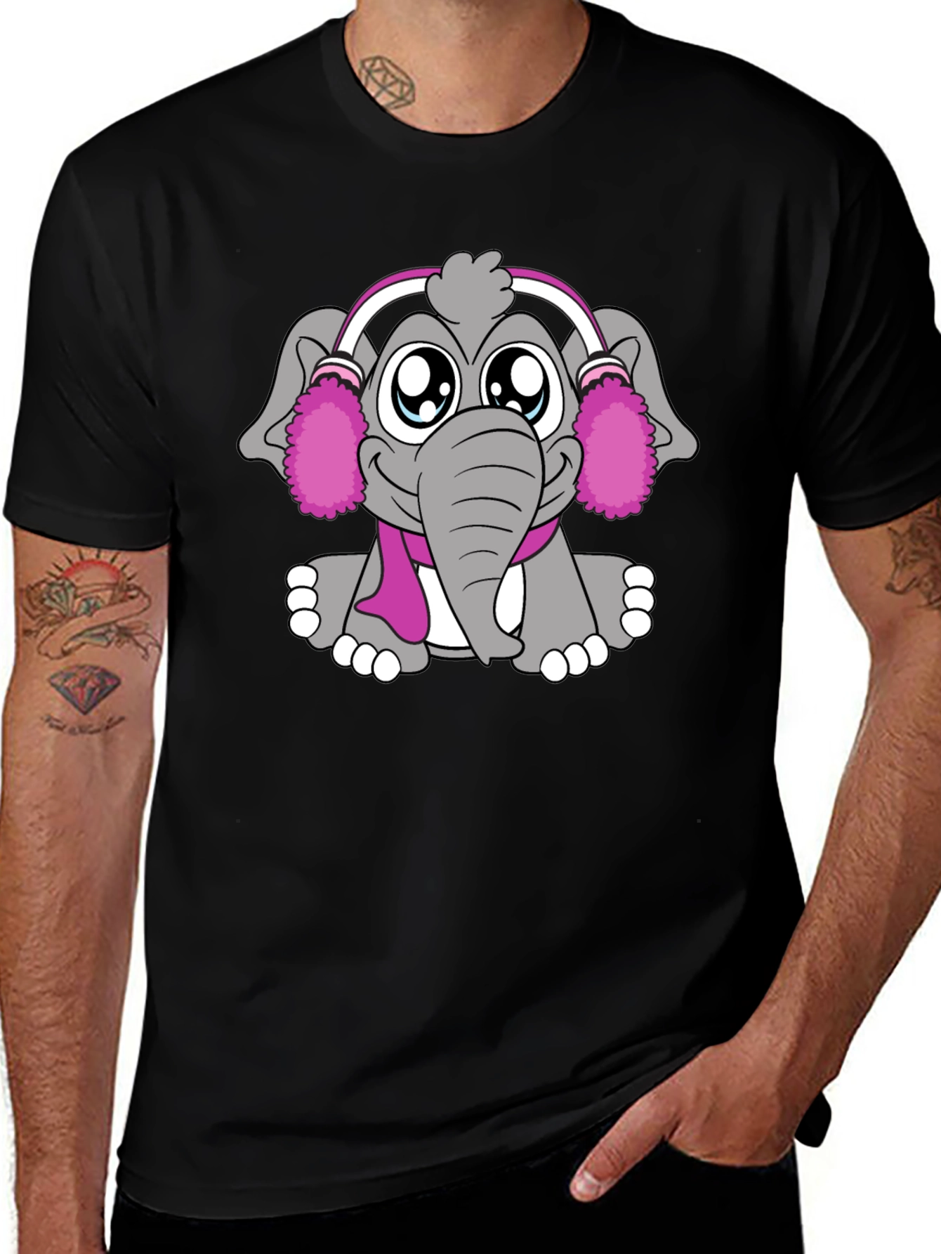 Elephant Graphic Tee - Cute & Comfortable Black T-Shirt