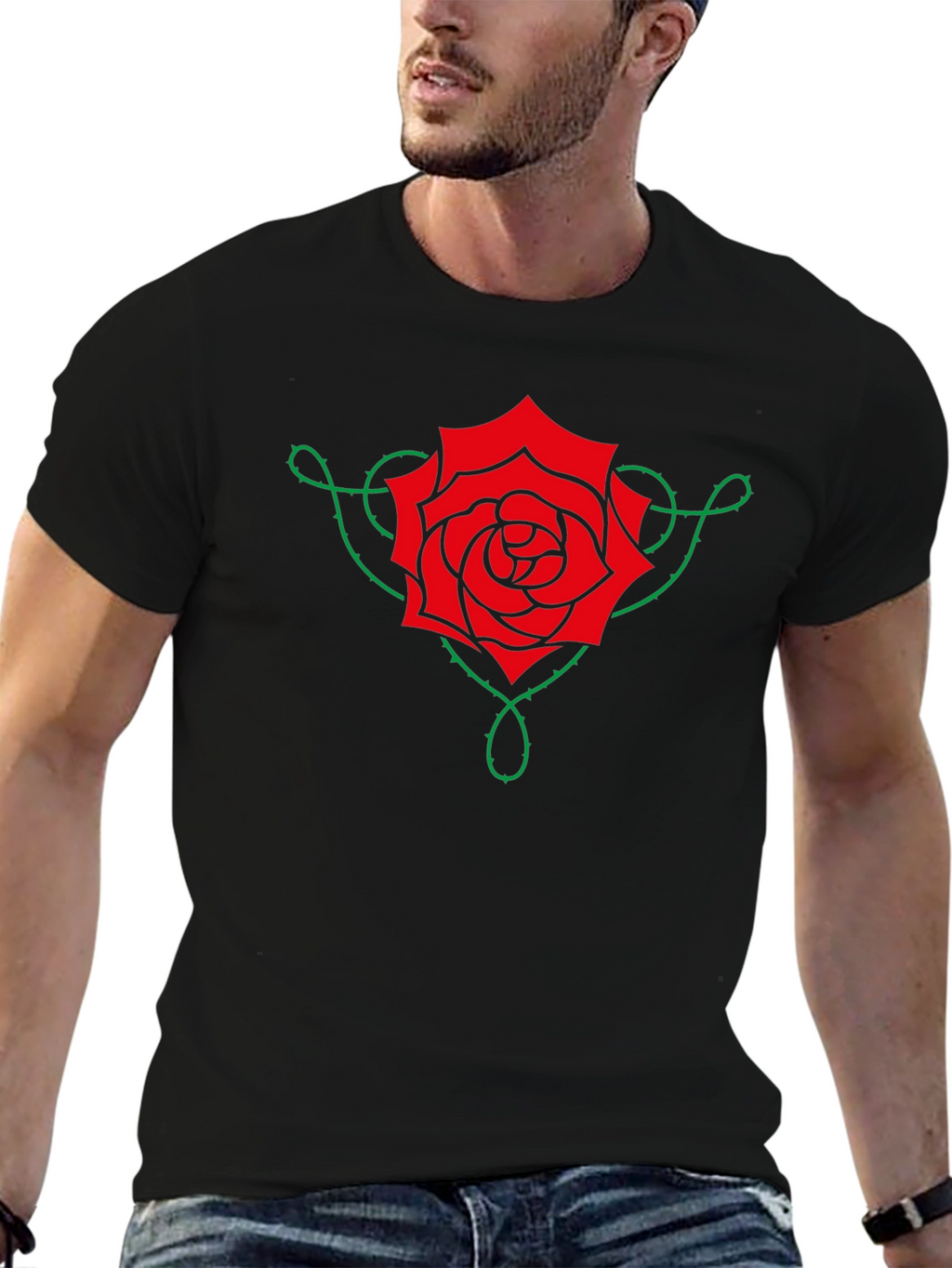 Rose Vine Graphic Tee - Black