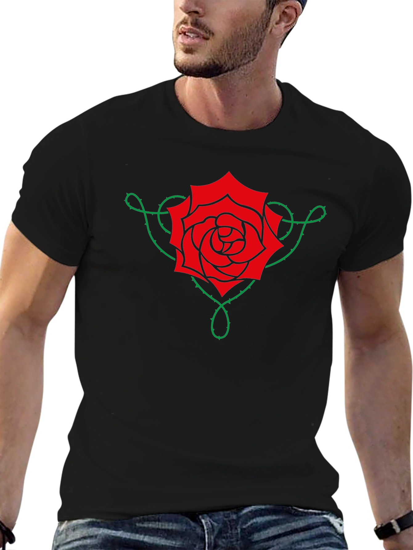 Rose Vine Graphic Tee - Black