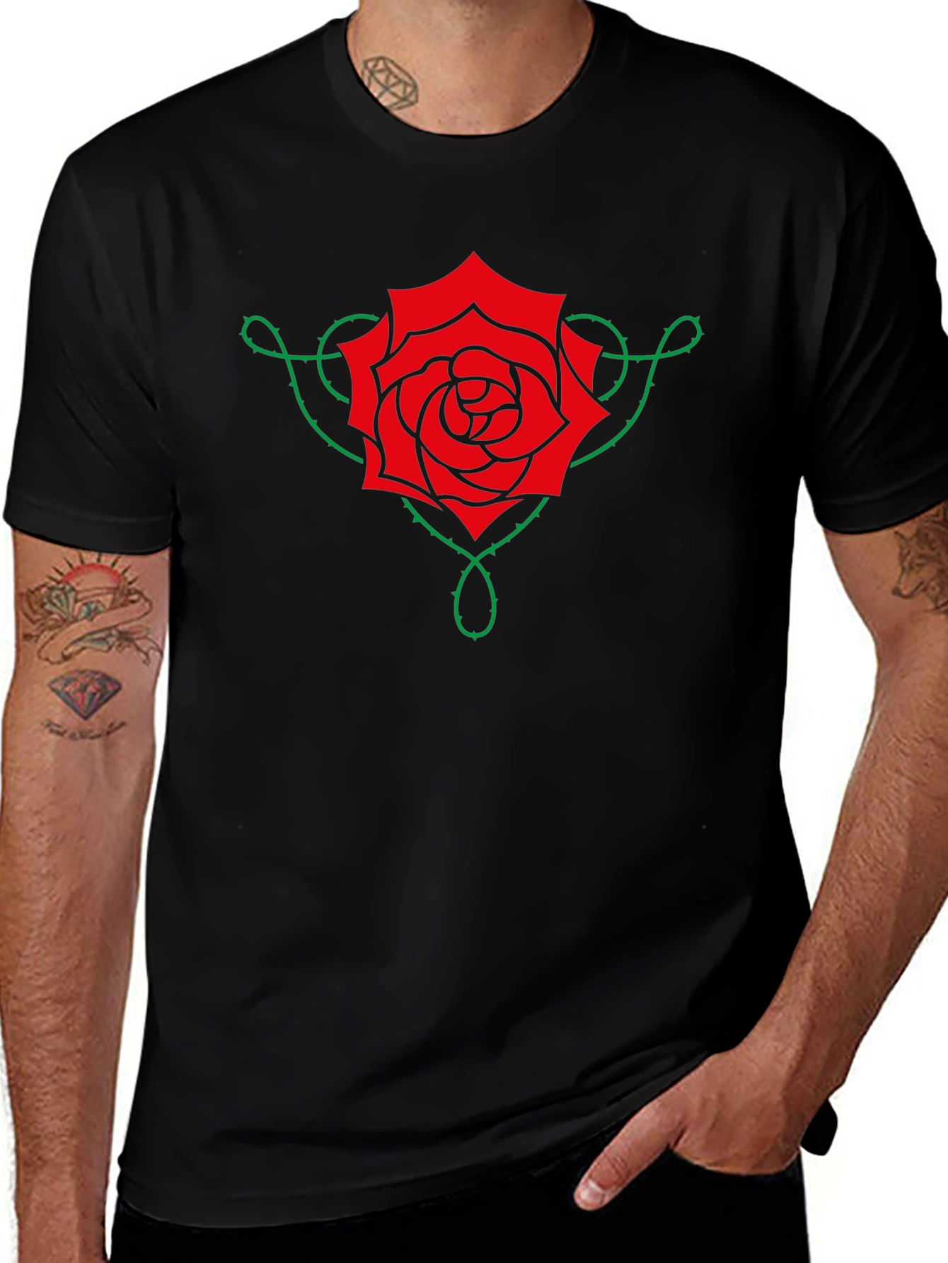 Rose Vine Graphic Tee - Black