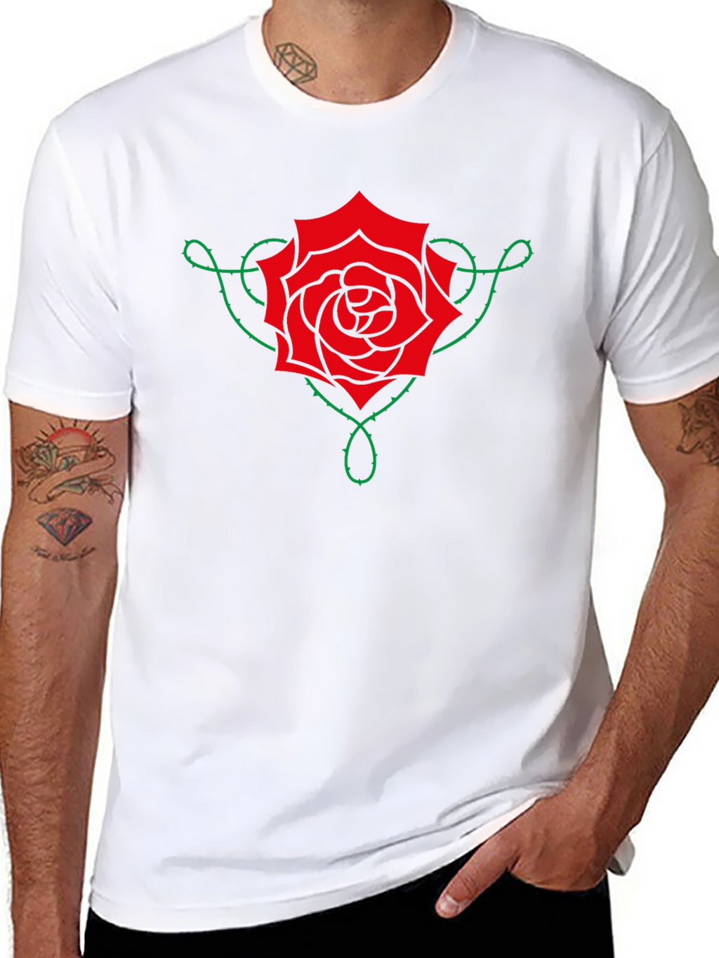 Rose Vine Graphic Tee - Black