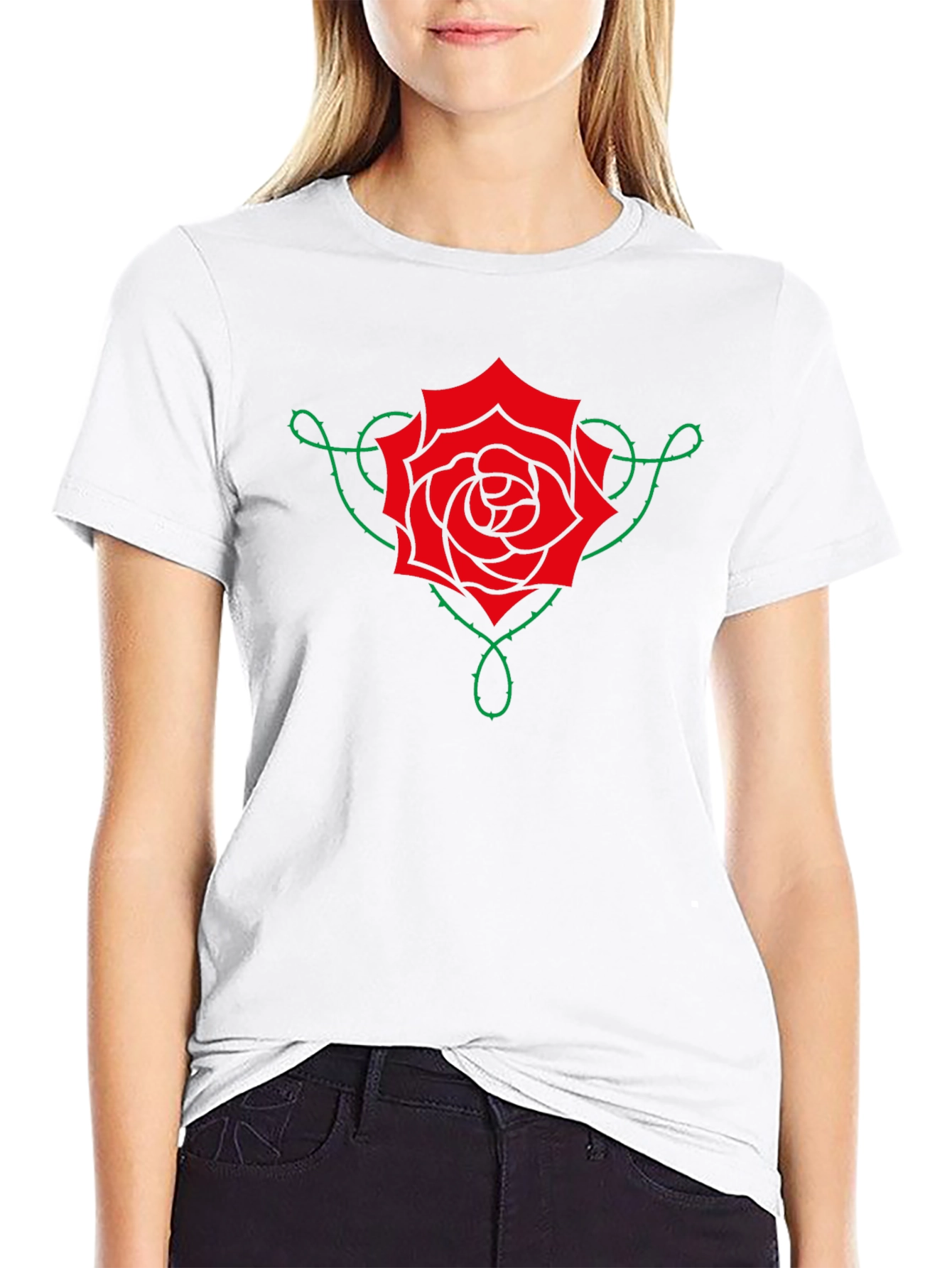 Rose Vine Graphic Tee - Black