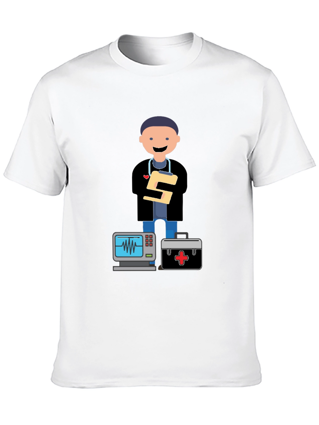 Cartoon Doctor Black T-Shirt