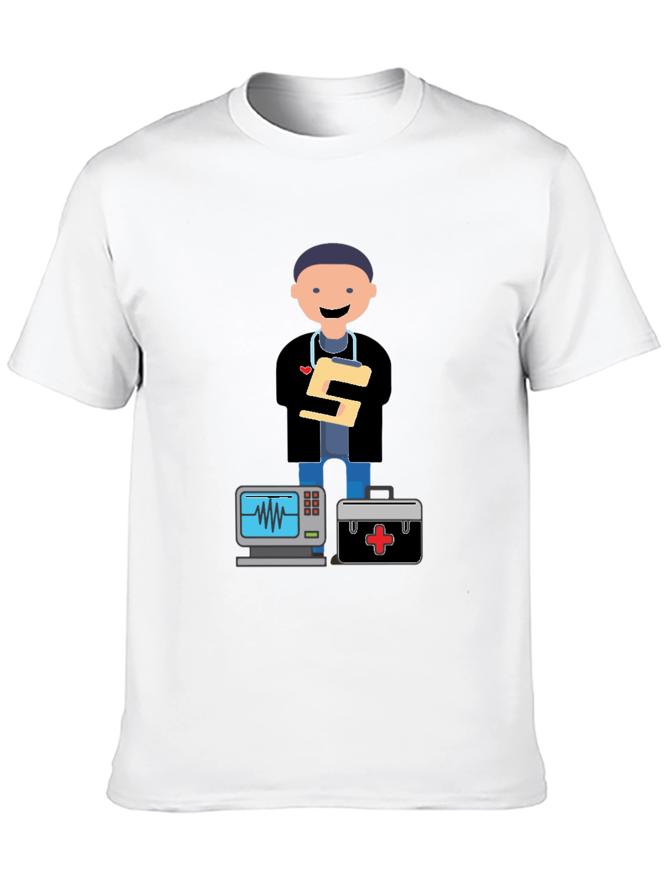 Cartoon Doctor Black T-Shirt