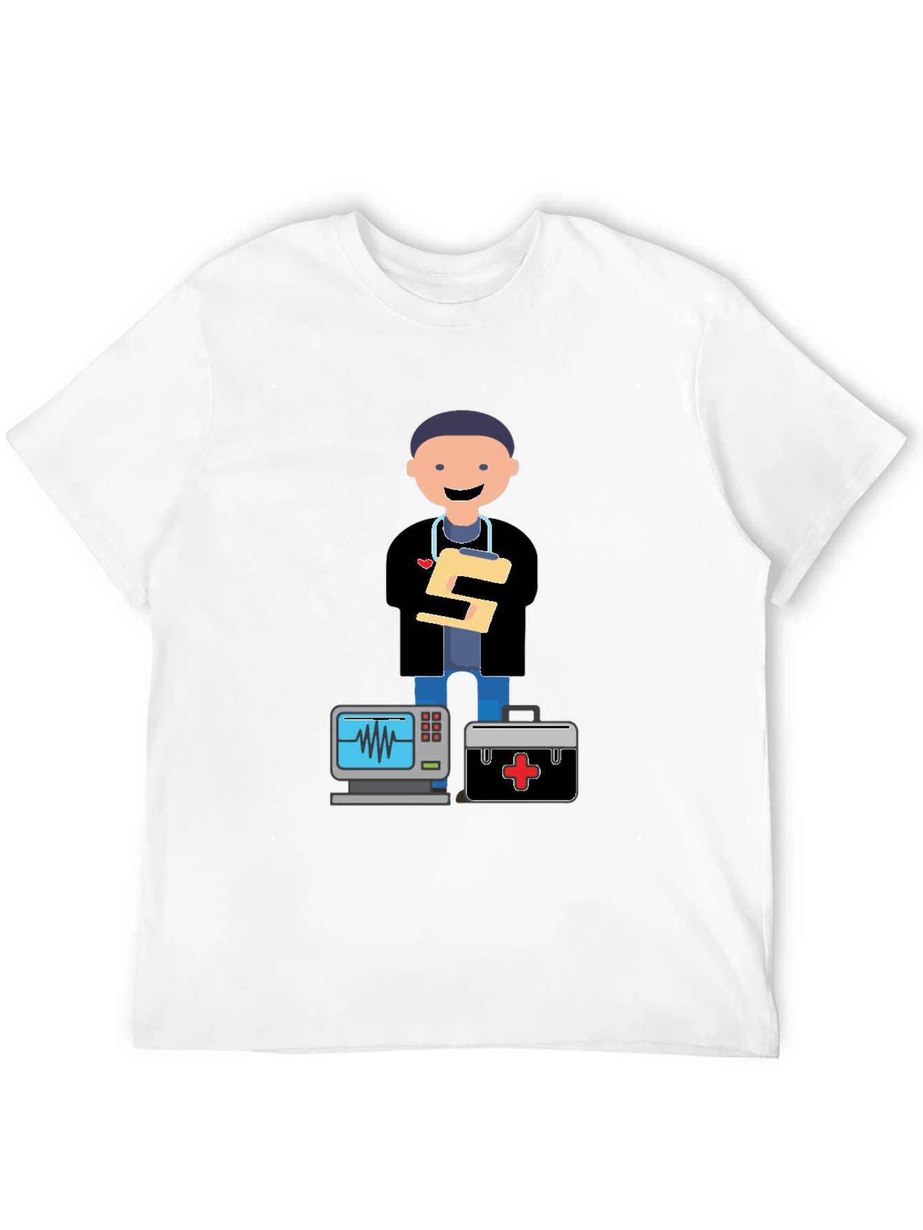 Cartoon Doctor Black T-Shirt