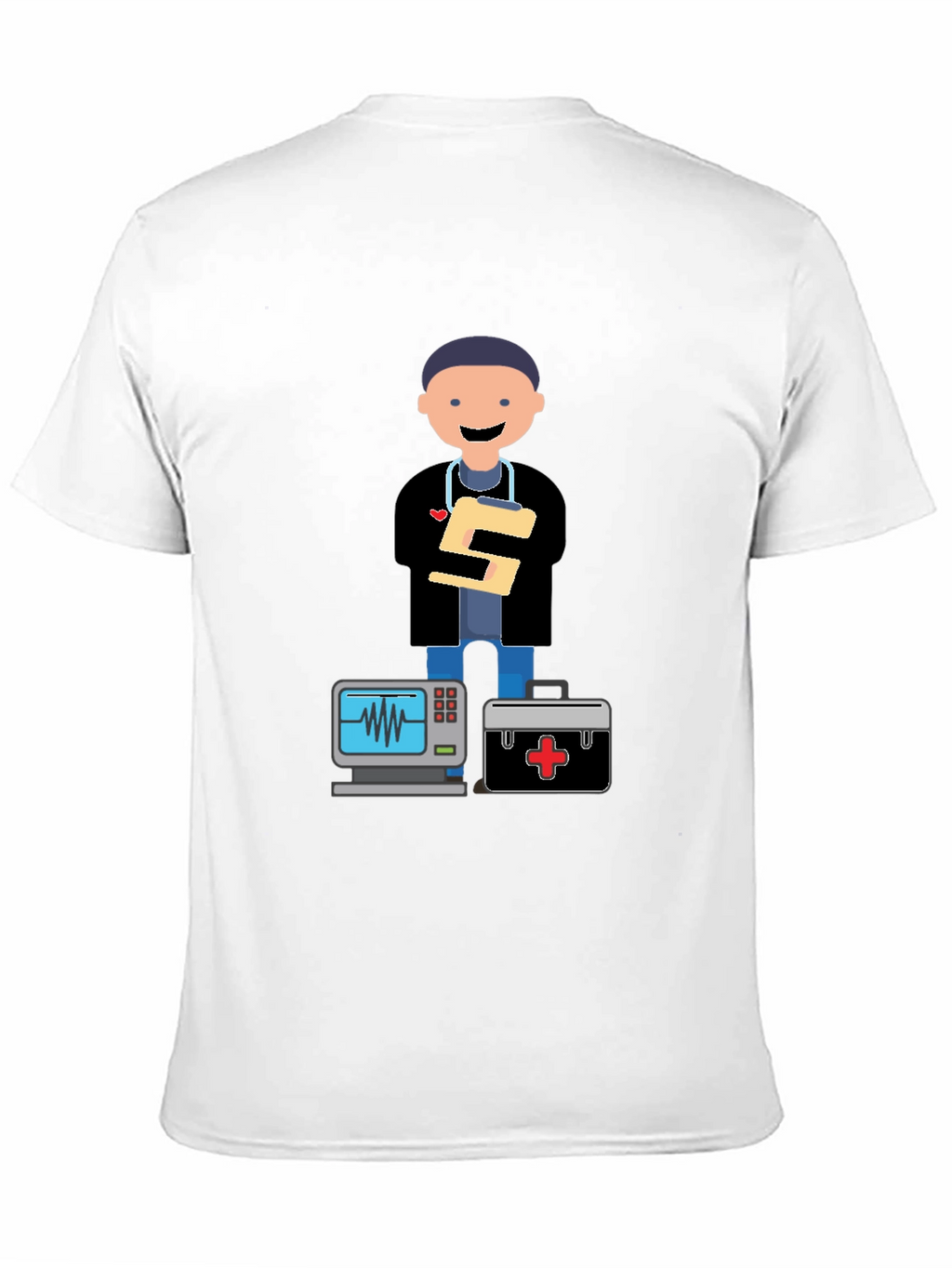 Cartoon Doctor Black T-Shirt