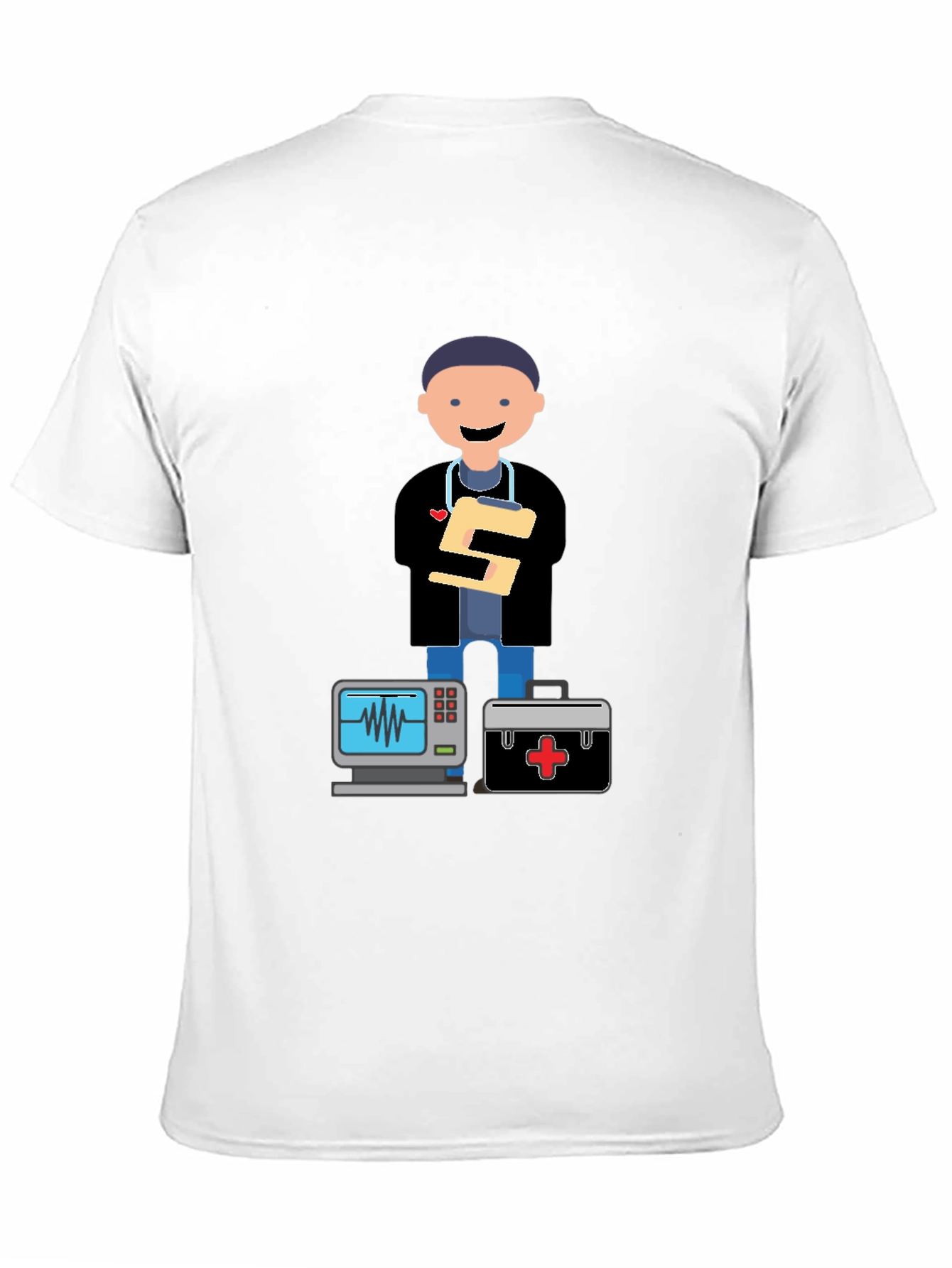 Cartoon Doctor Black T-Shirt
