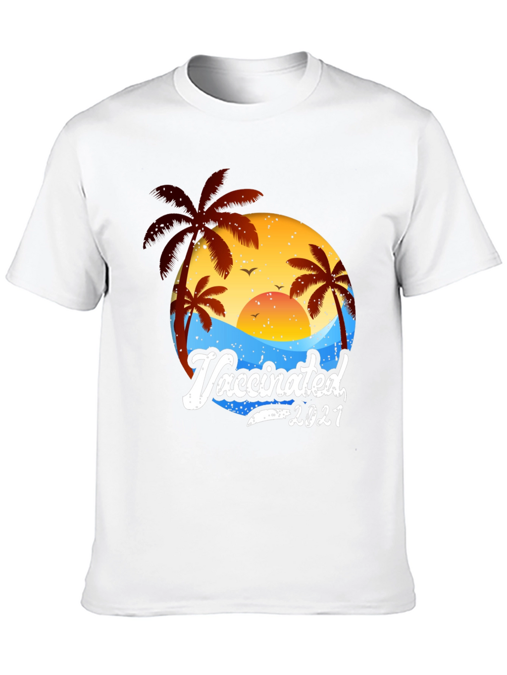 Vaccinated 2021 Palm Tree Beach T-Shirt