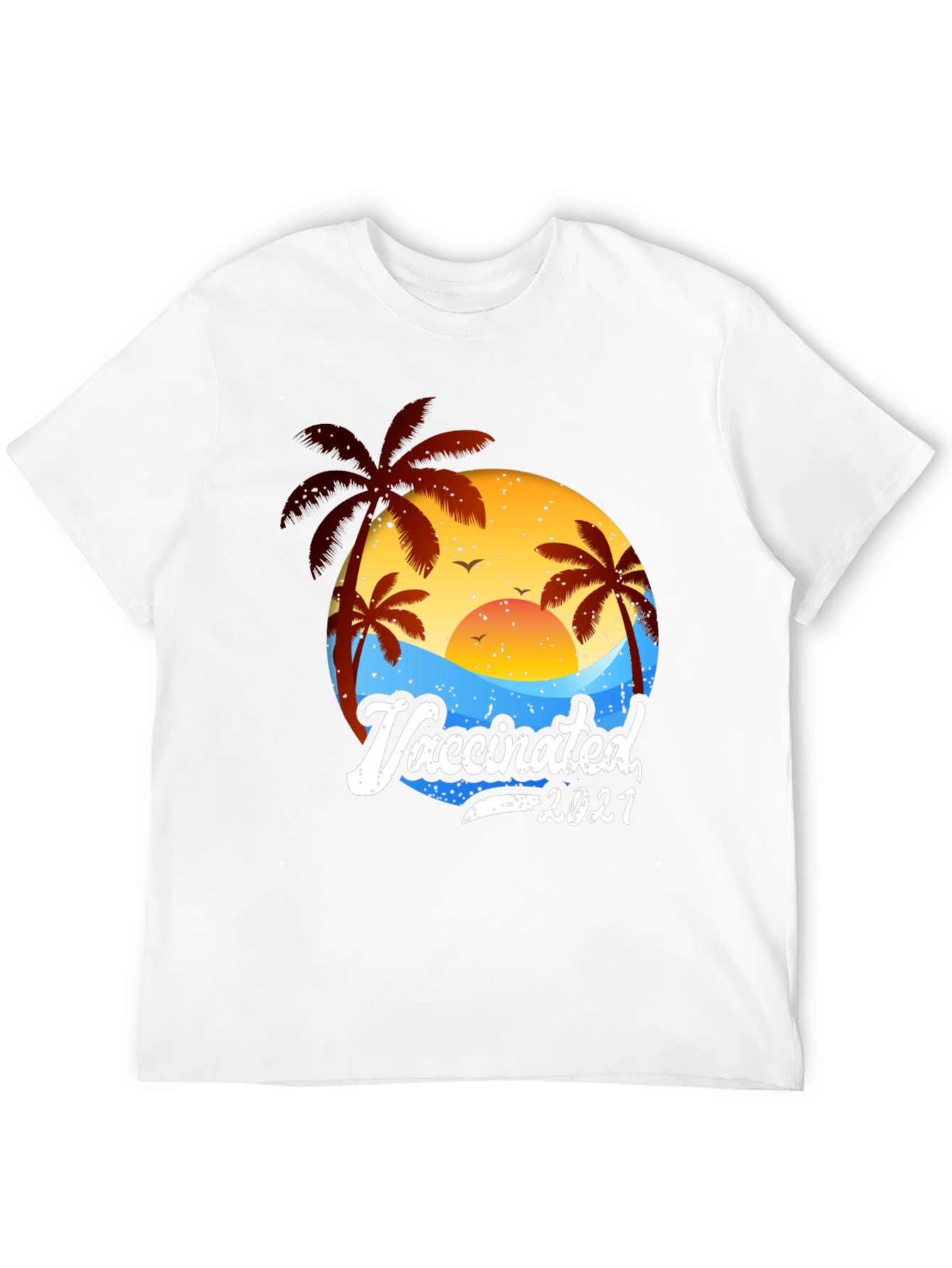Vaccinated 2021 Palm Tree Beach T-Shirt