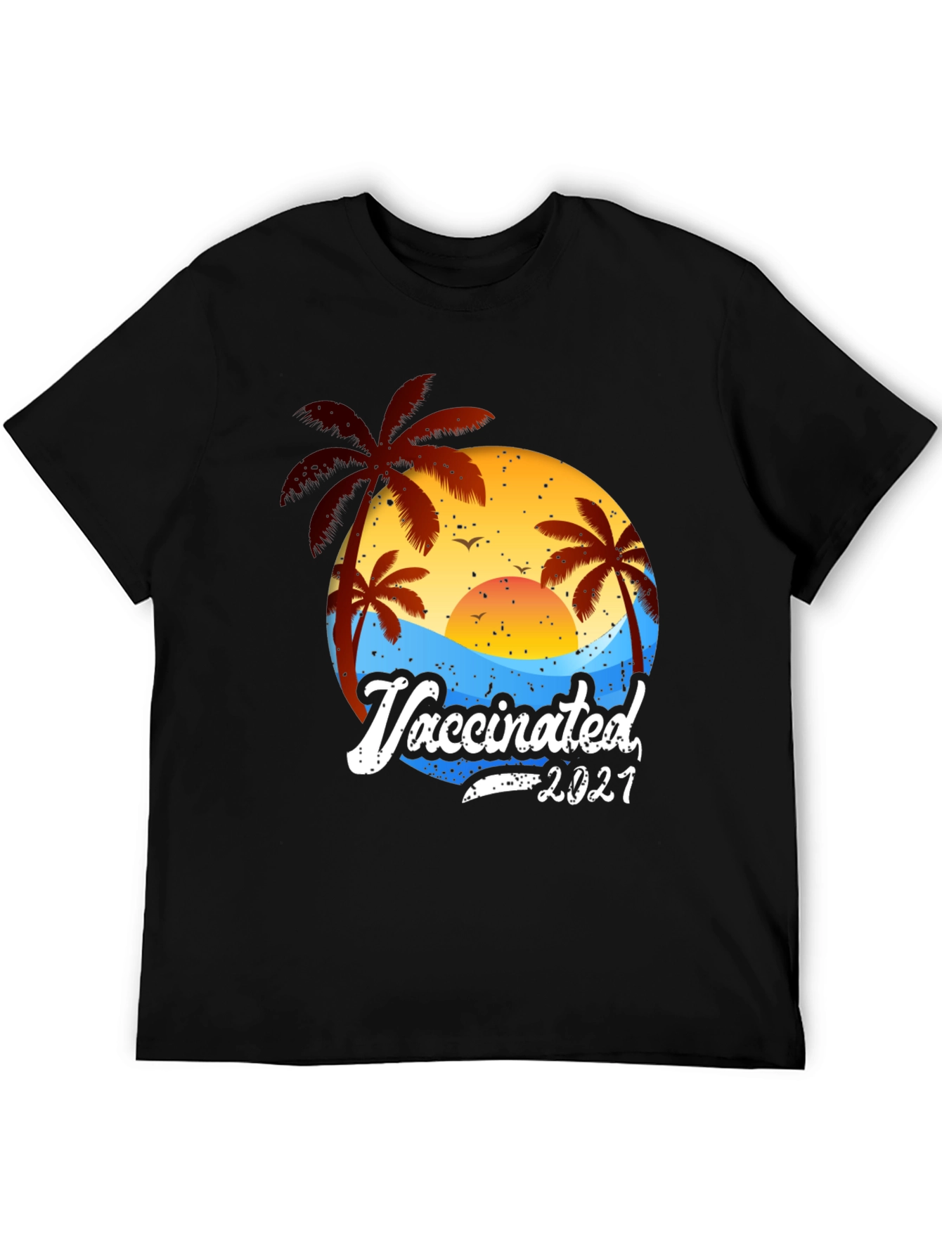 Vaccinated 2021 Palm Tree Beach T-Shirt