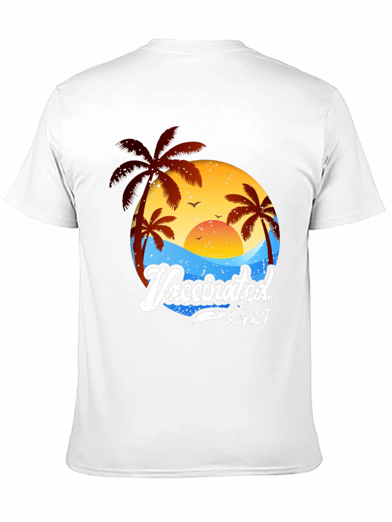 Vaccinated 2021 Palm Tree Beach T-Shirt