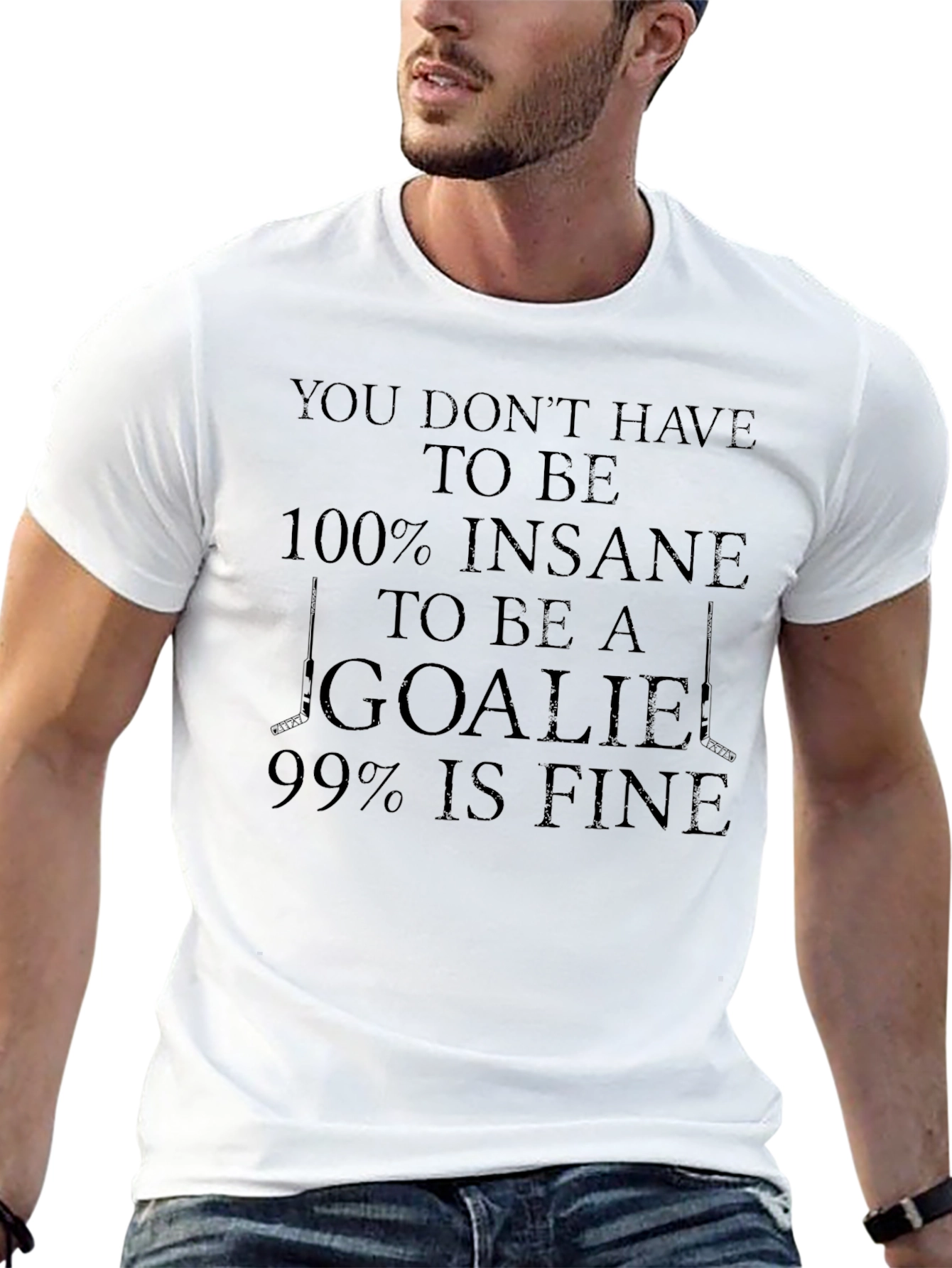Funny Hockey Goalie T-Shirt - 100% Insane Tee