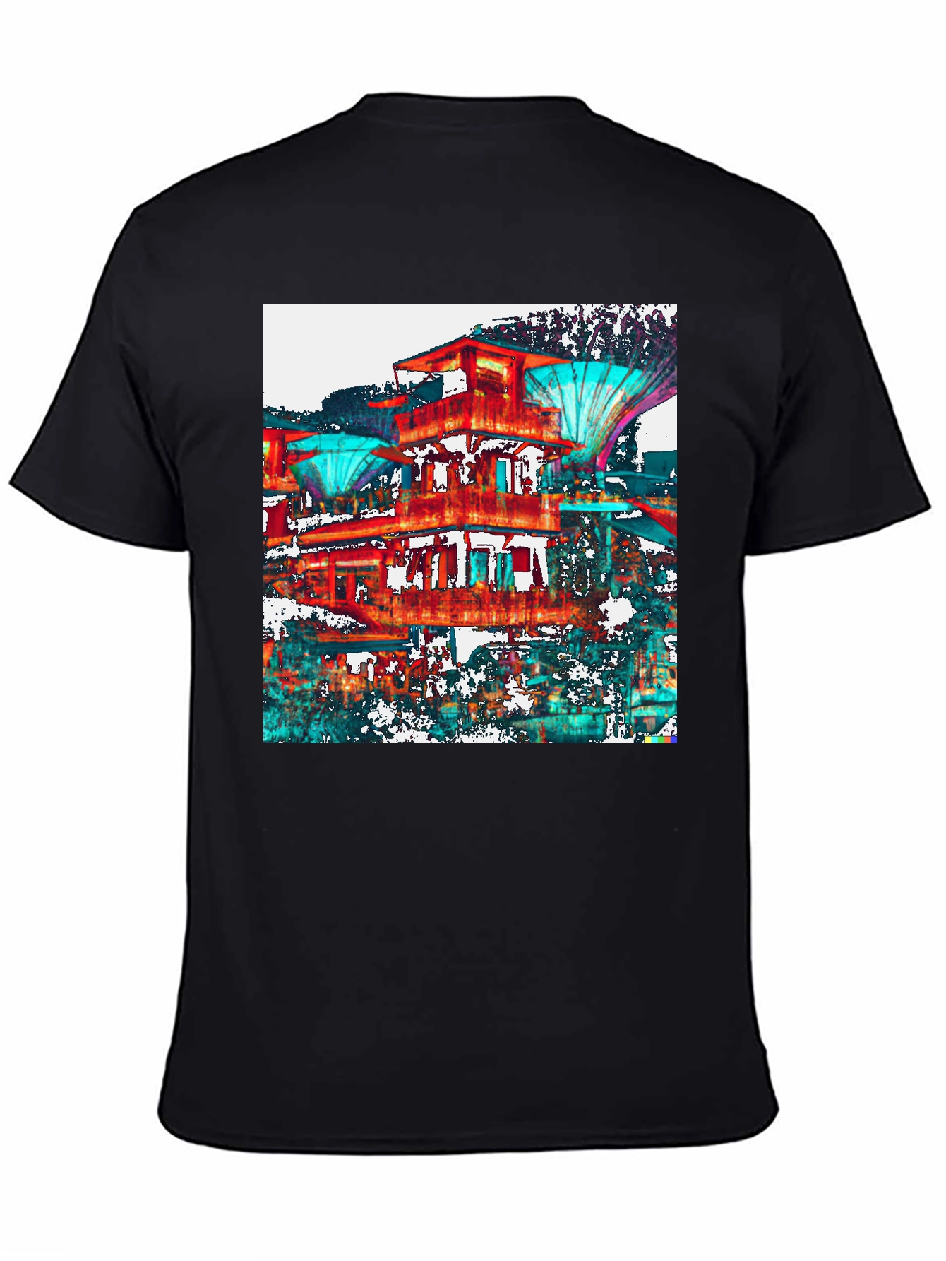 Abstract Architectural Print Black T-Shirt