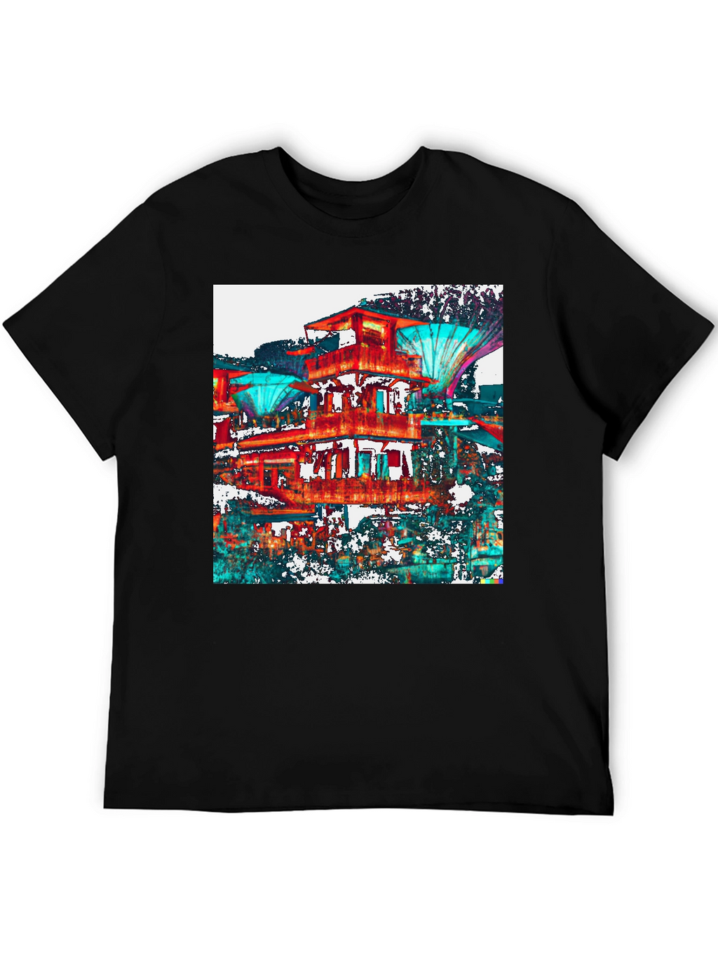 Abstract Architectural Print Black T-Shirt