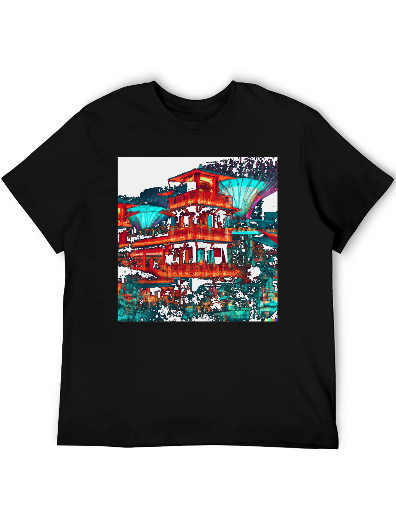 Abstract Architectural Print Black T-Shirt