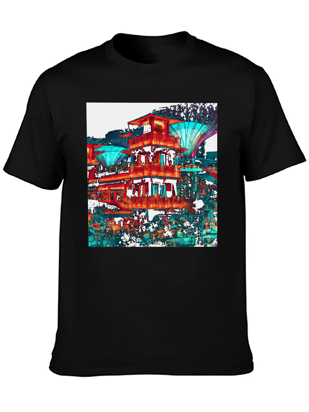 Abstract Architectural Print Black T-Shirt