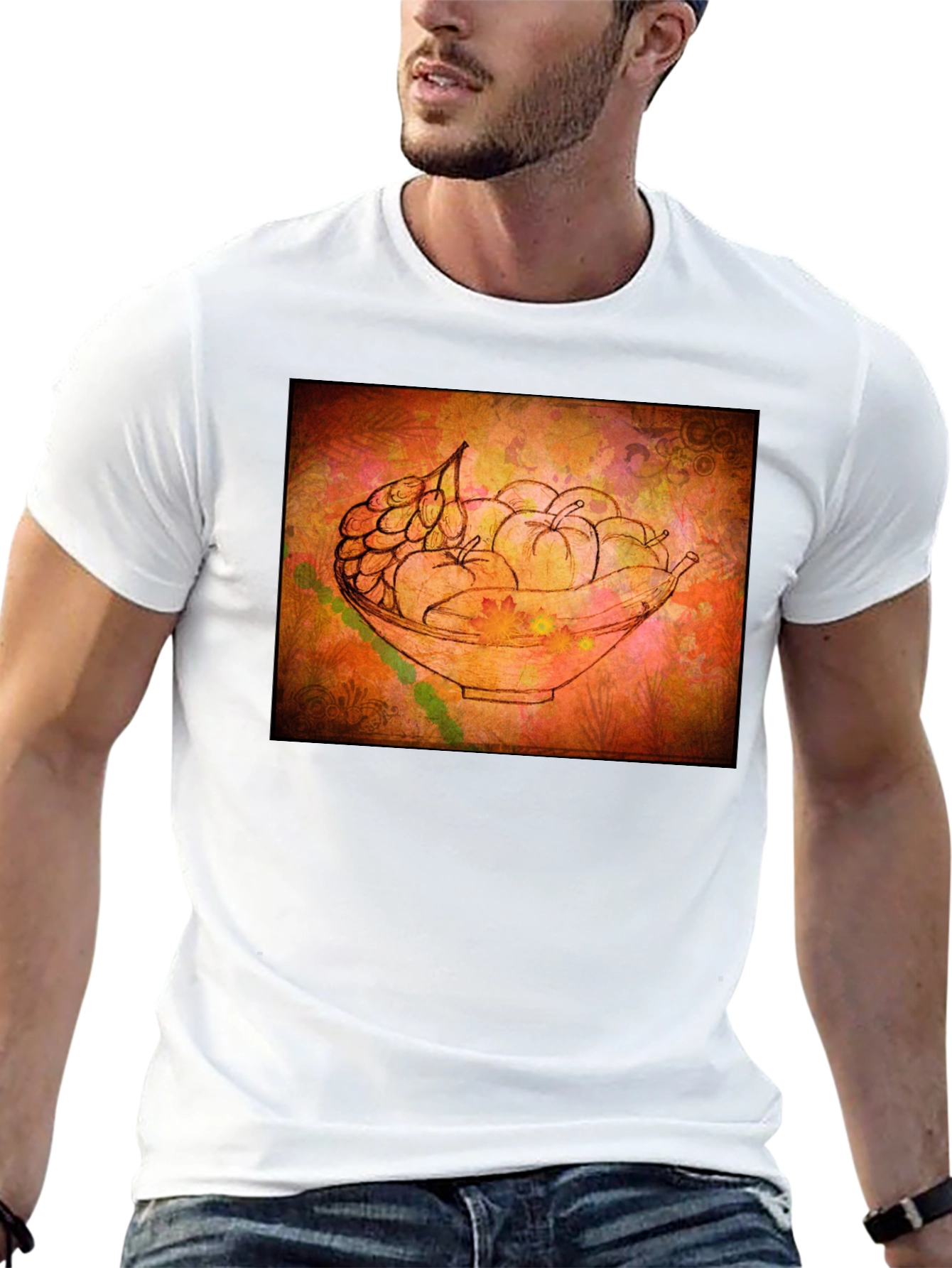 Fruit Bowl Graphic Tee - Artistic Black T-Shirt