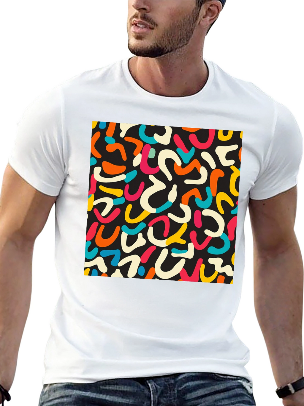 Retro Doodle T-Shirt - Unique Abstract Design