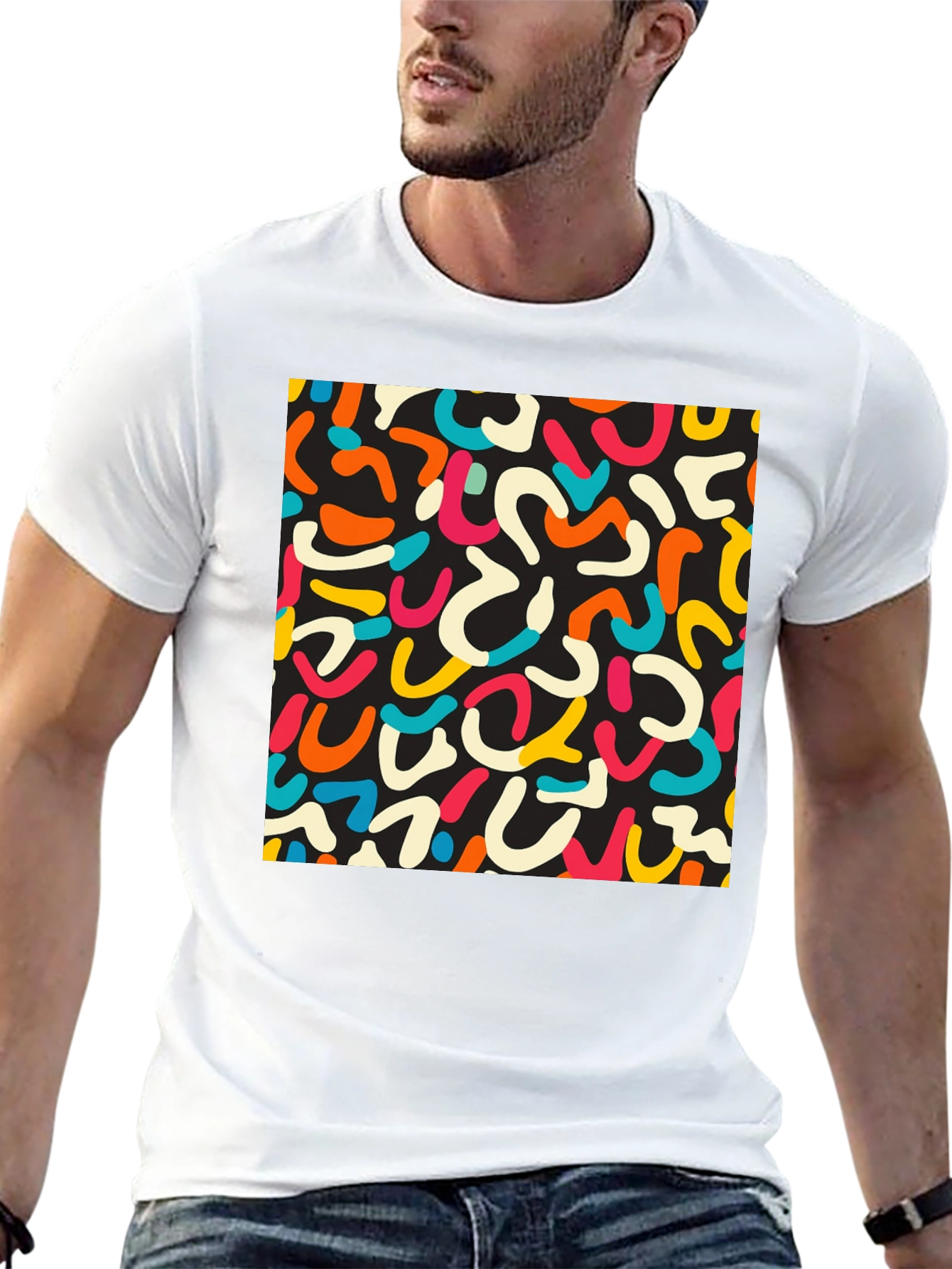 Retro Doodle T-Shirt - Unique Abstract Design