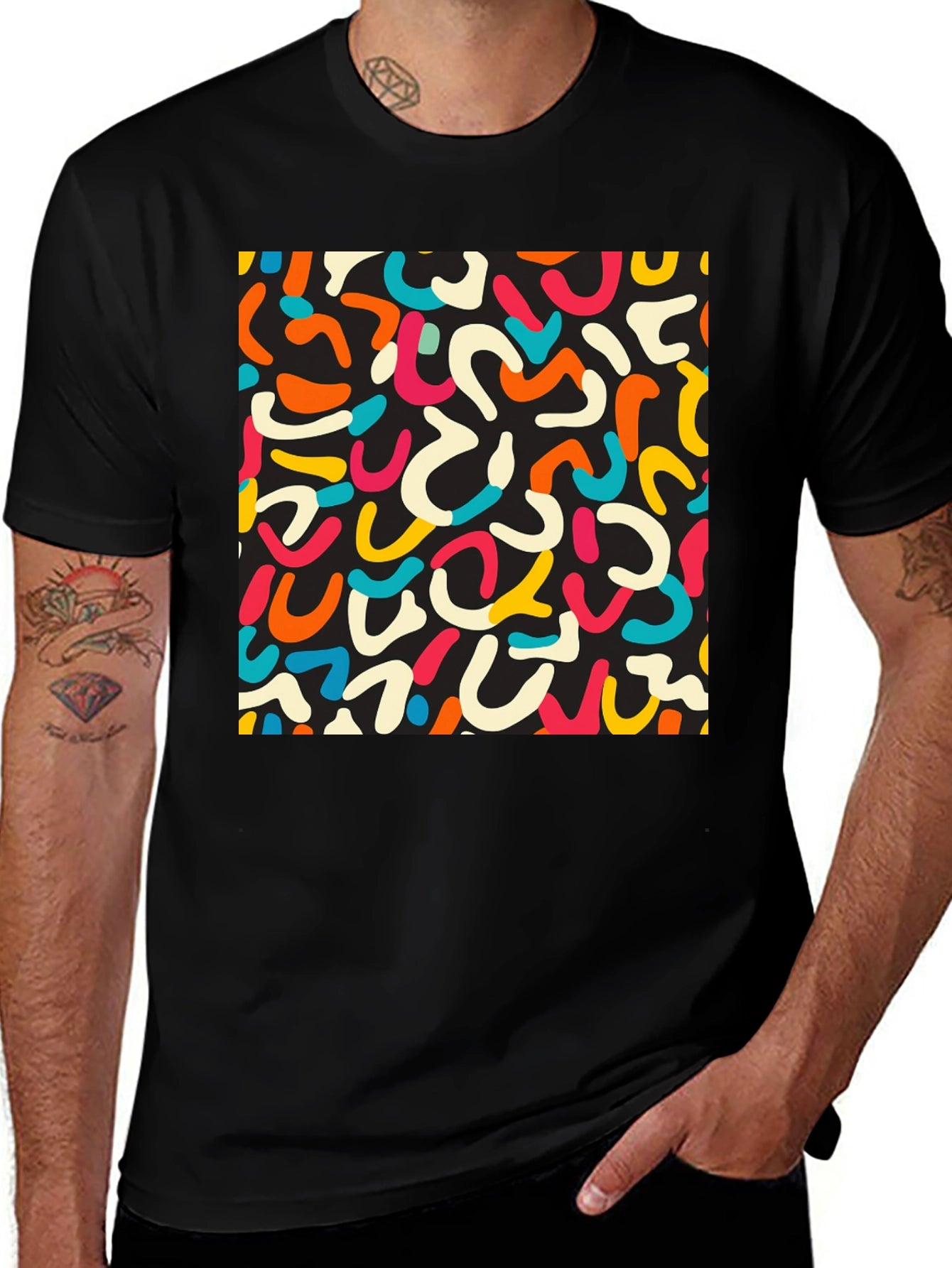 Retro Doodle T-Shirt - Unique Abstract Design