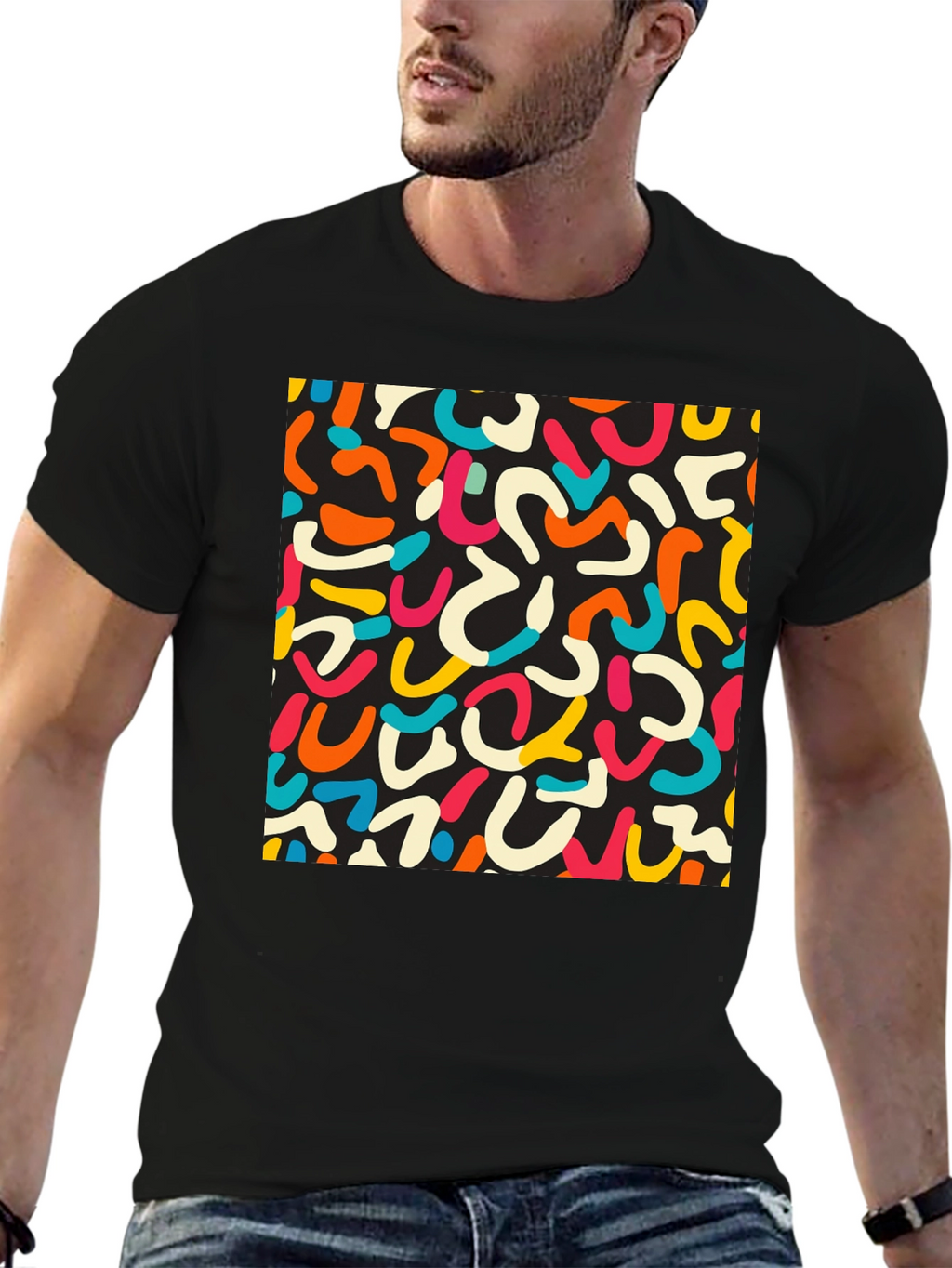 Retro Doodle T-Shirt - Unique Abstract Design
