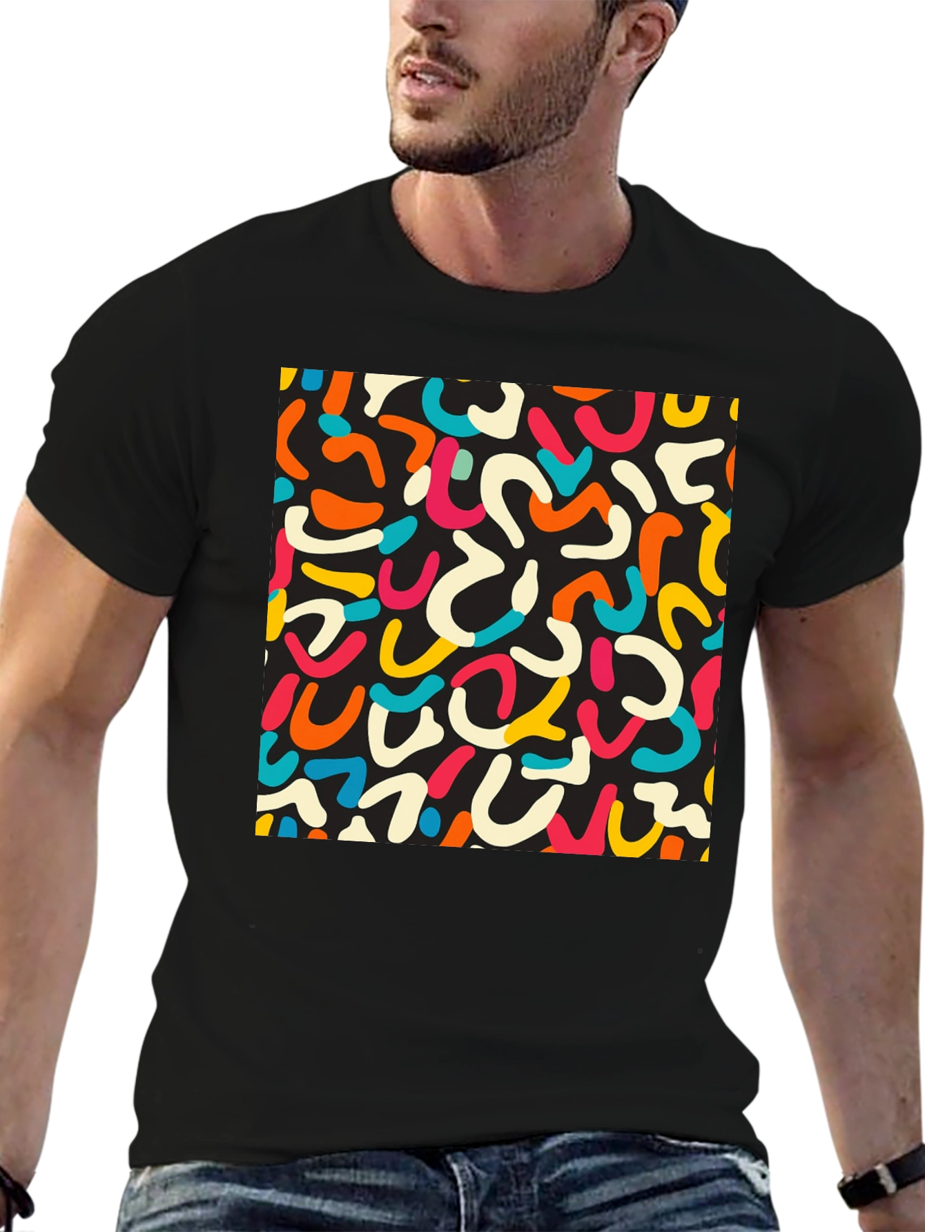 Retro Doodle T-Shirt - Unique Abstract Design