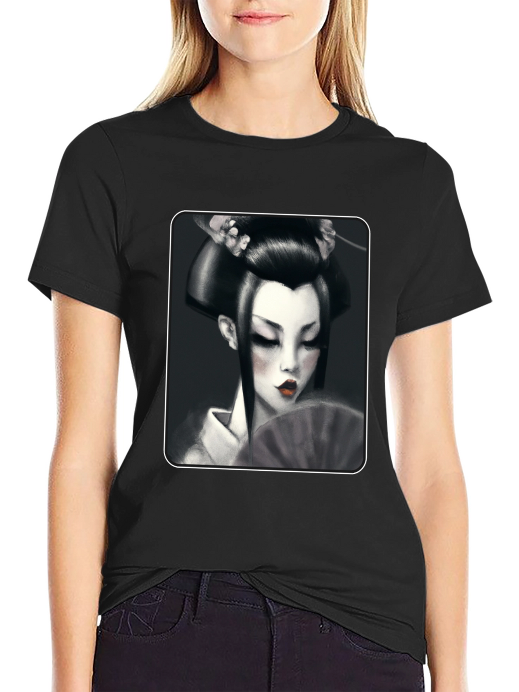Geisha Graphic Tee - Black
