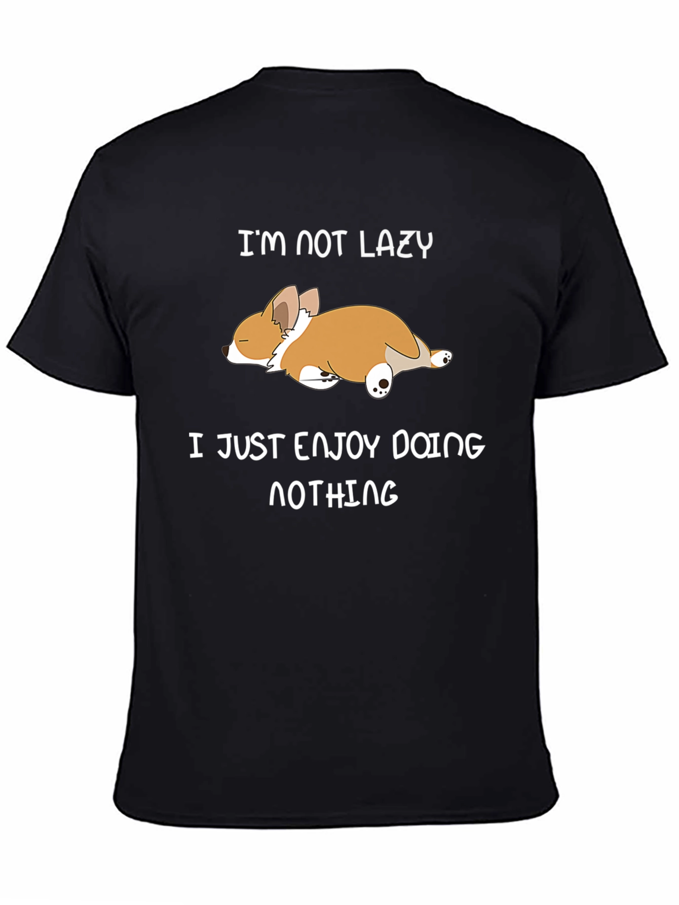 Funny Corgi Im Not Lazy Black T-Shirt
