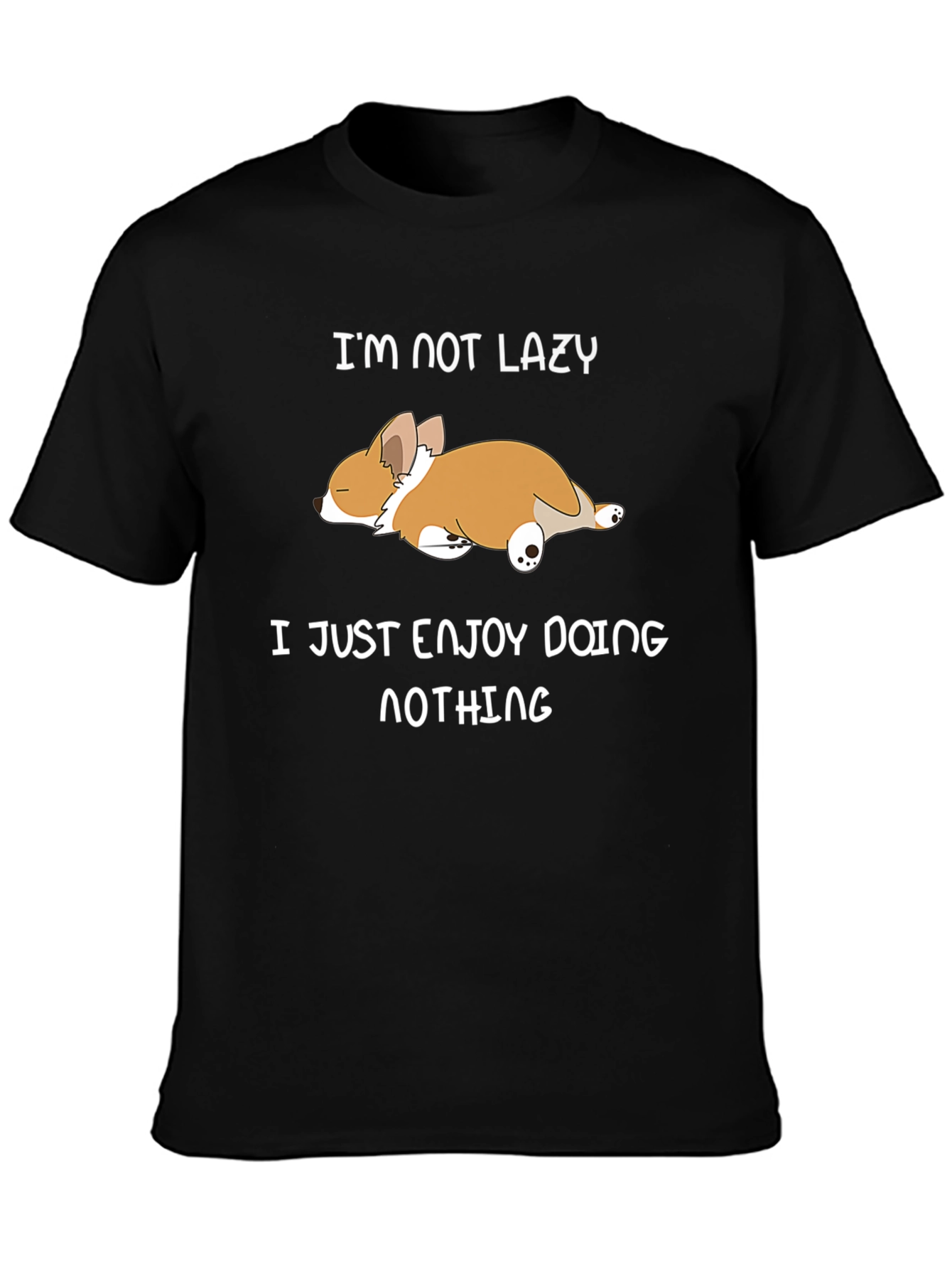 Funny Corgi Im Not Lazy Black T-Shirt