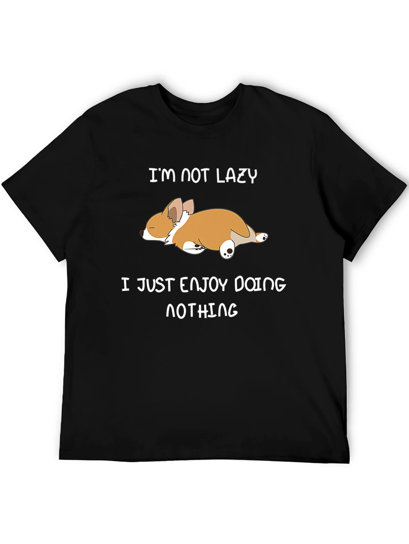 Funny Corgi Im Not Lazy Black T-Shirt
