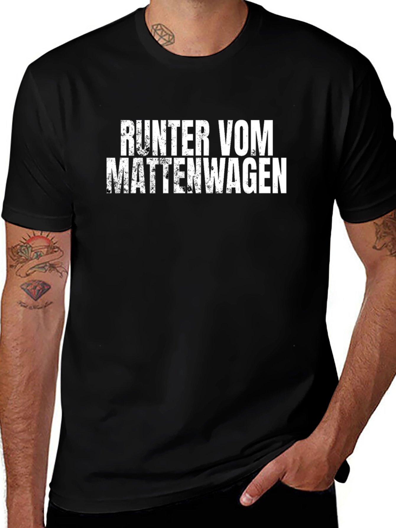 Runter Vom Mattenwagen Black Graphic Tee