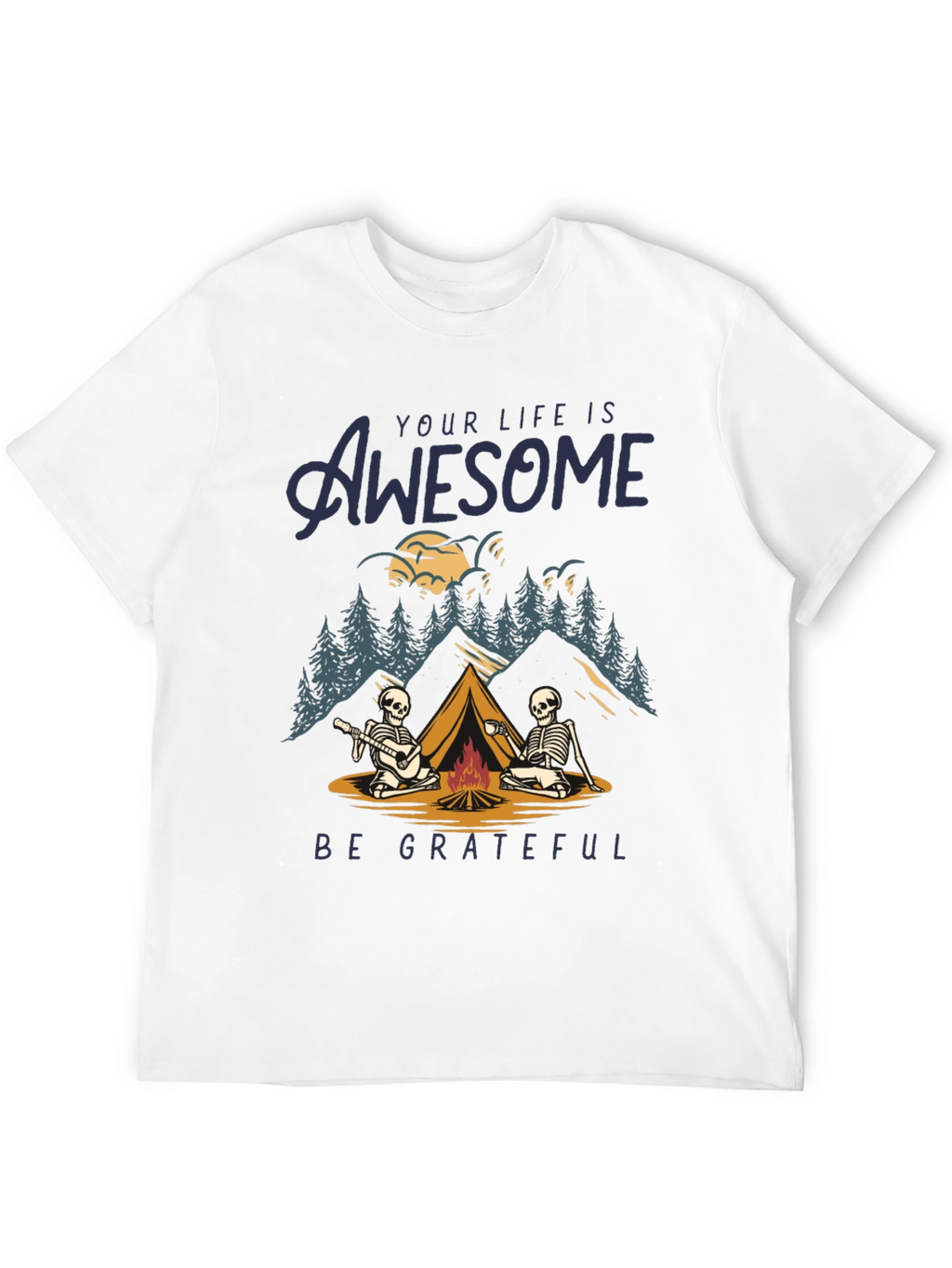 Awesome Life Camping Skeleton Graphic T-Shirt