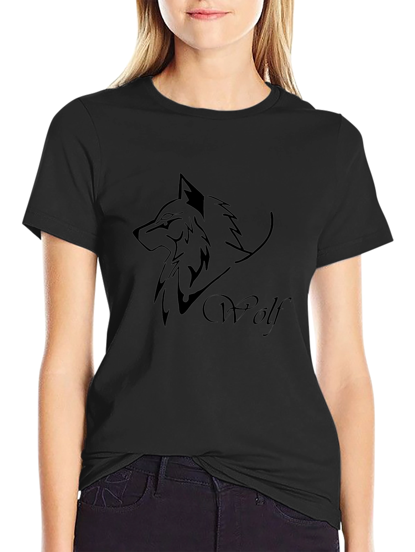 Black Wolf Graphic Tee - Mens Casual Shirt