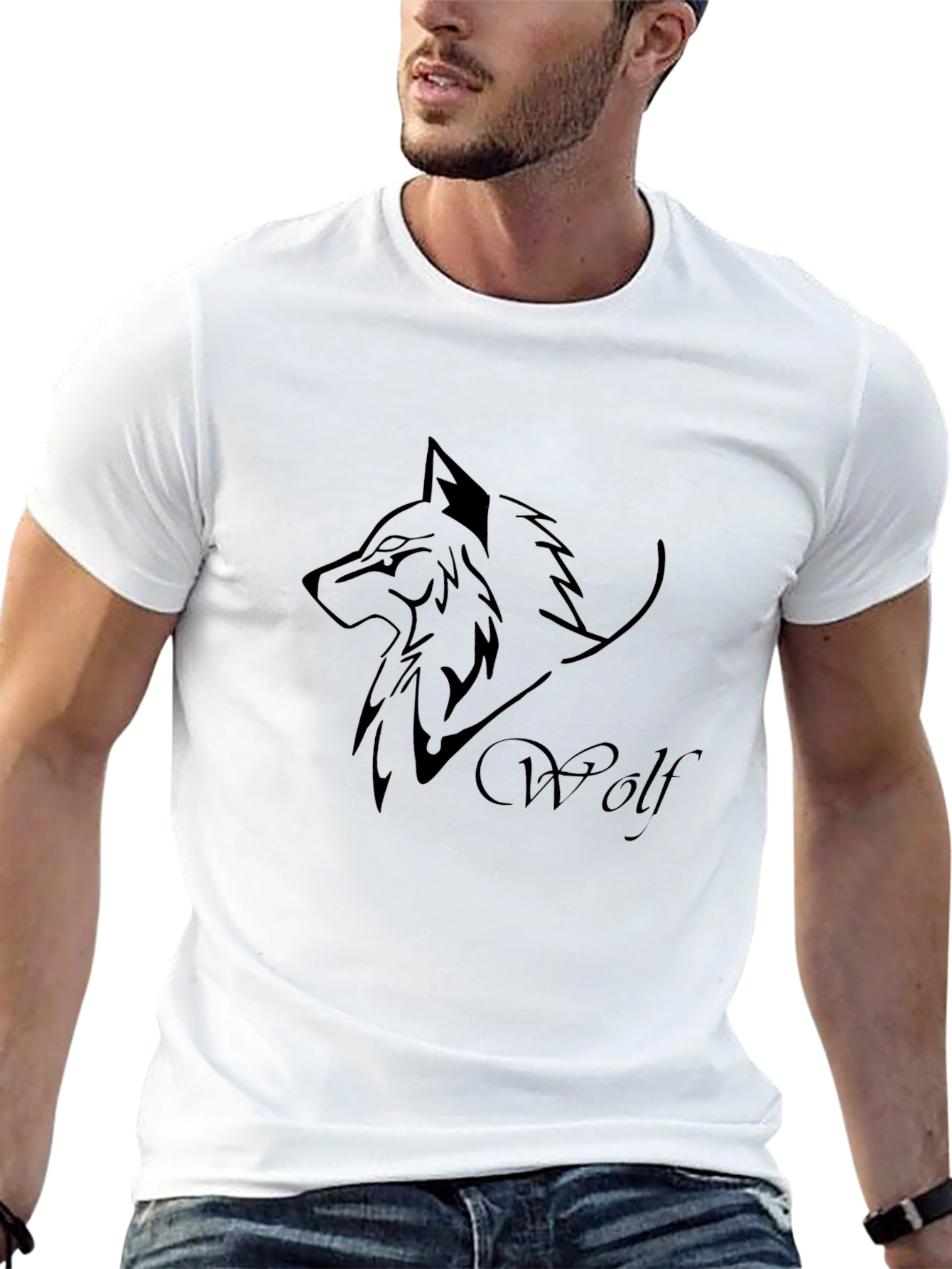 Black Wolf Graphic Tee - Mens Casual Shirt