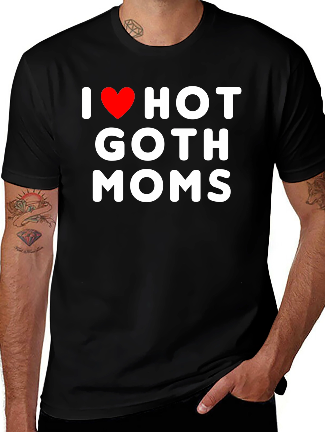 I Heart Hot Goth Moms T-Shirt - Black Cotton Tee