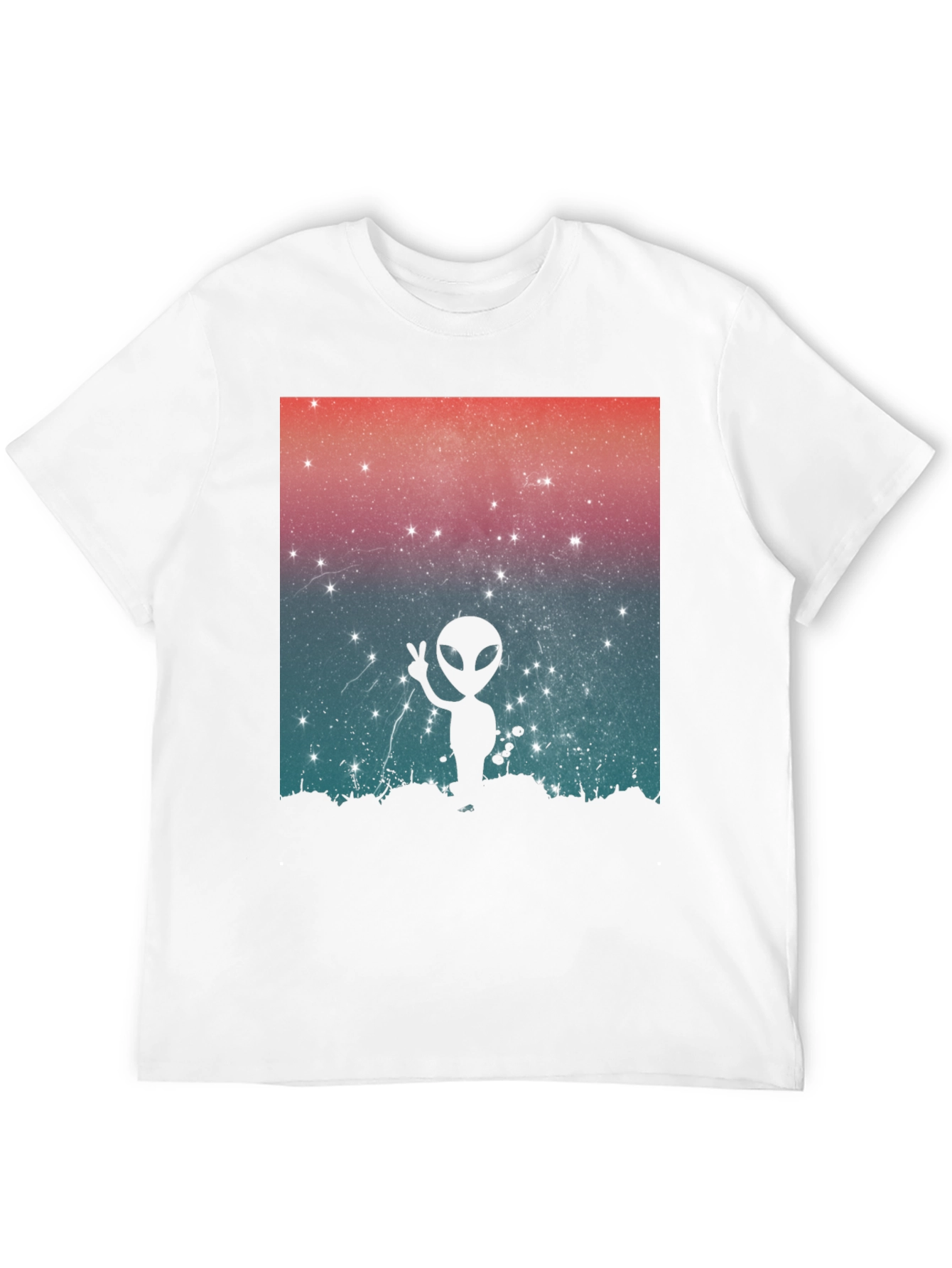 Alien Peace Sign Graphic Tee - Black Cotton Blend