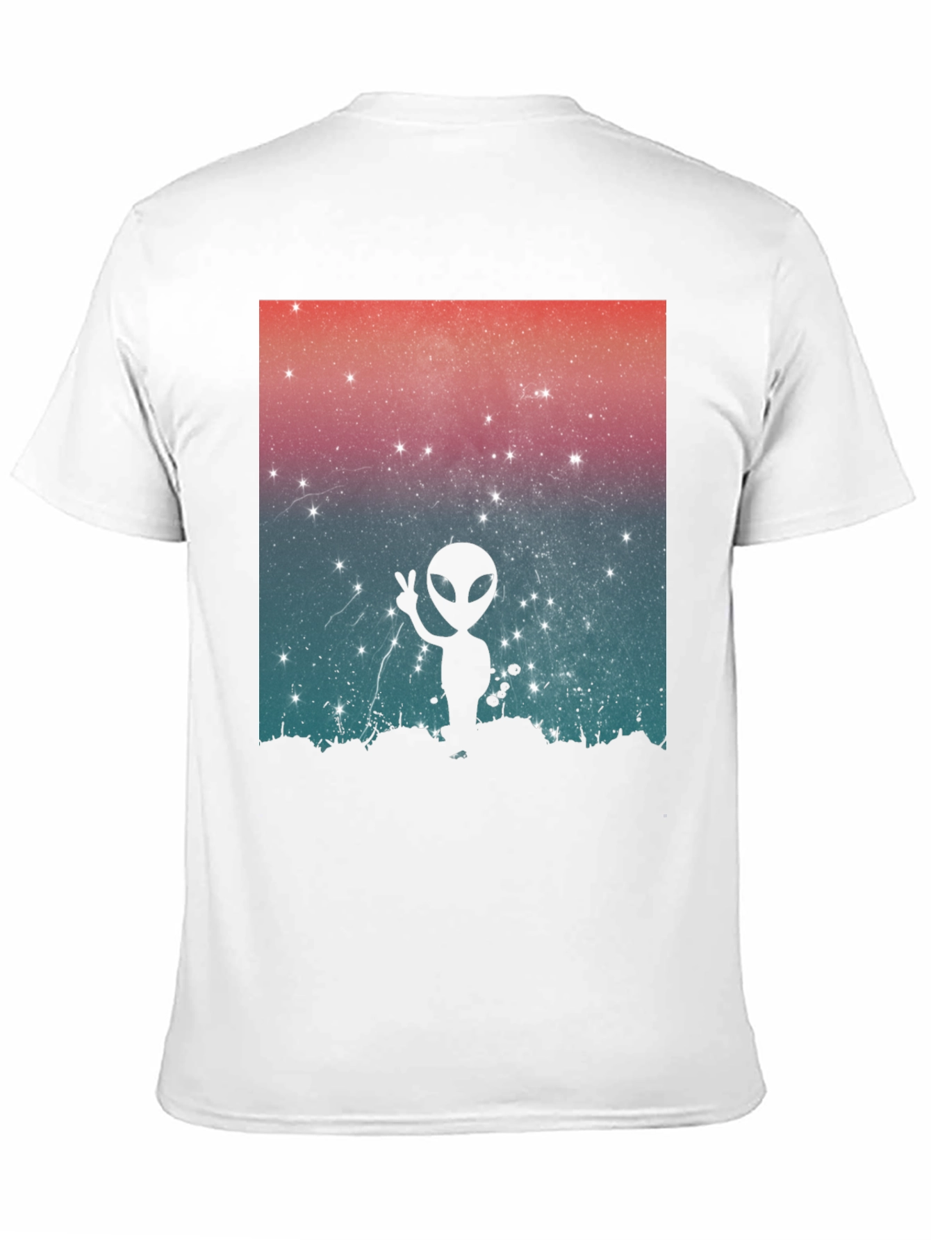 Alien Peace Sign Graphic Tee - Black Cotton Blend