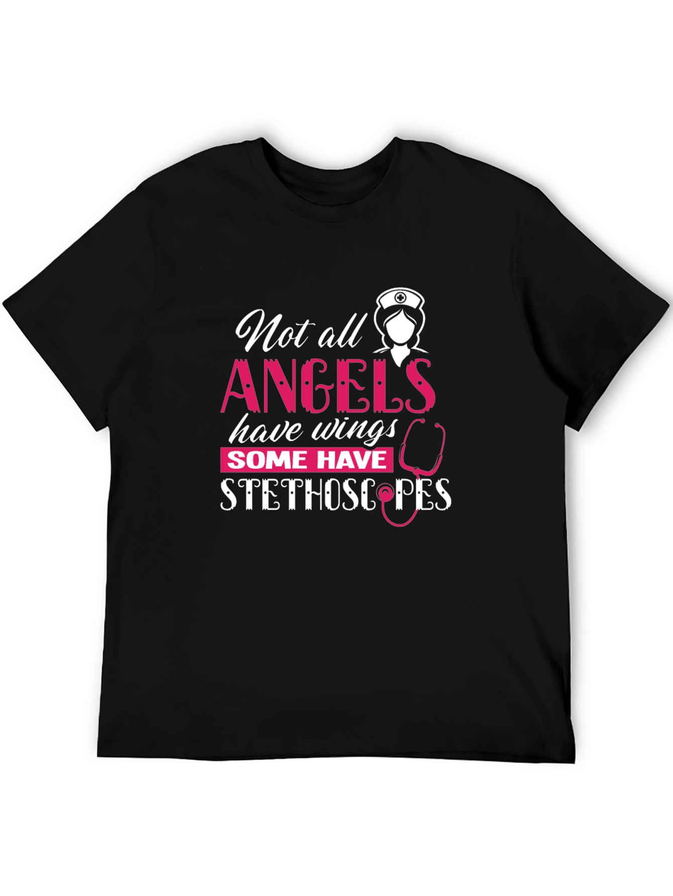 Nurse Angel Stethoscope Graphic T-Shirt