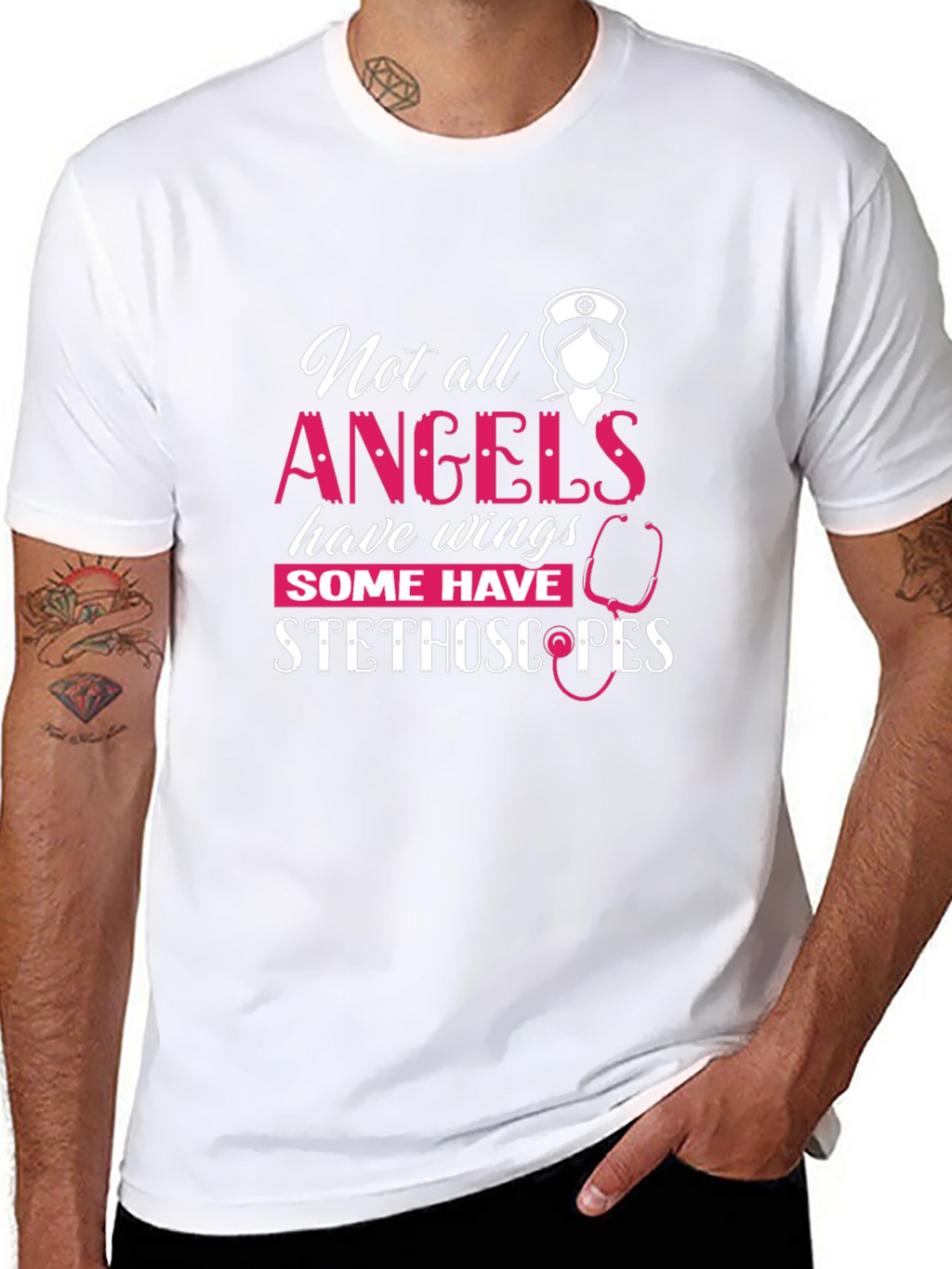 Nurse Angel Stethoscope Graphic T-Shirt