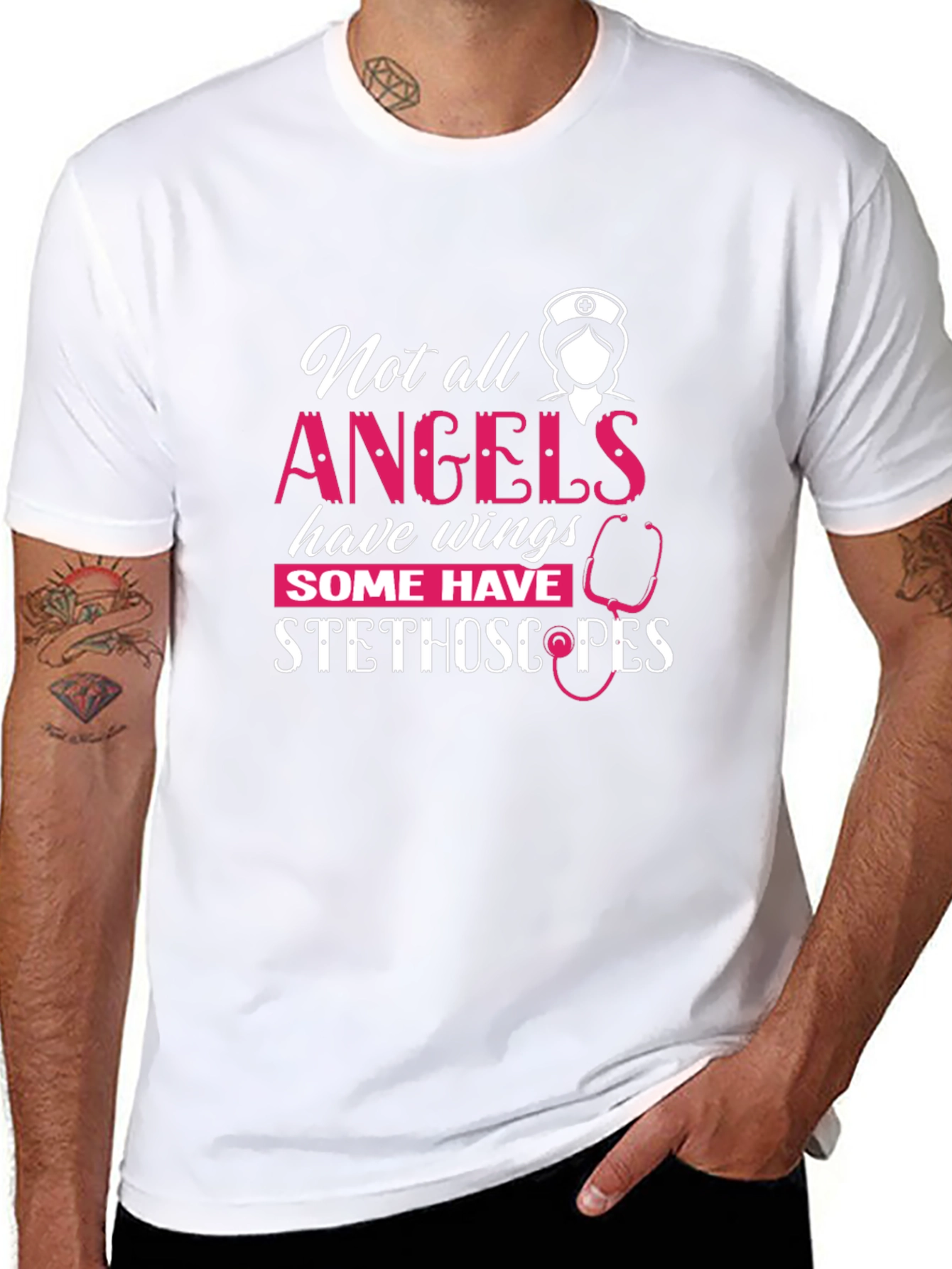 Nurse Angel Stethoscope Graphic T-Shirt