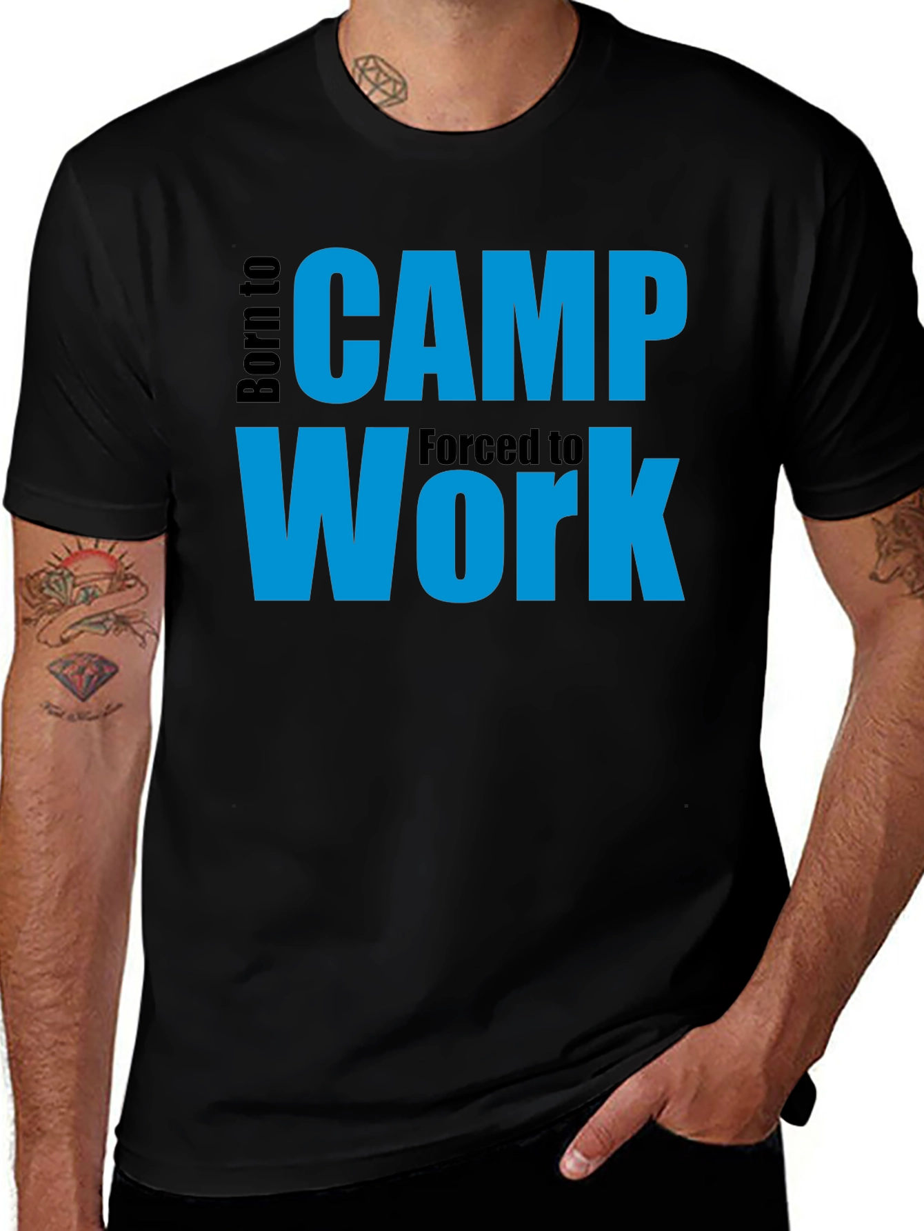 Born to Camp T-Shirt - Forced to Work - Funny Camping Tee