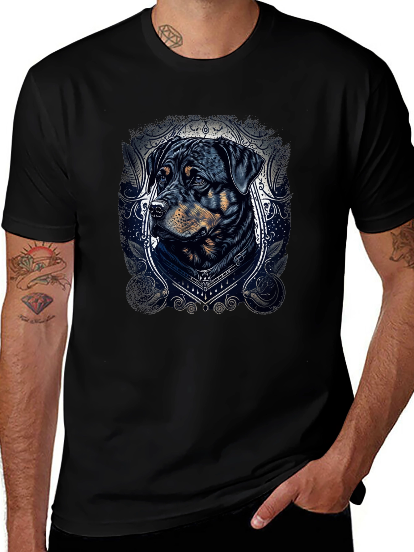 Rottweiler Dog Graphic Tee - Stylish Black T-Shirt