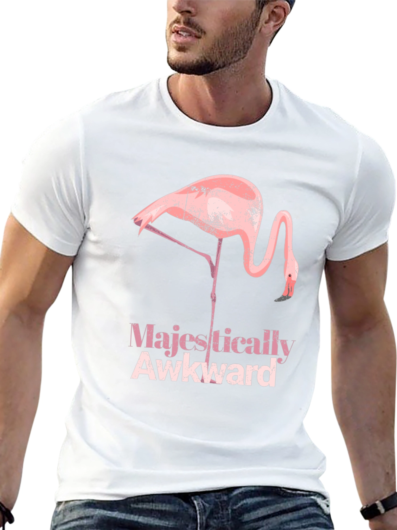 Majestically Awkward Flamingo Graphic Tee