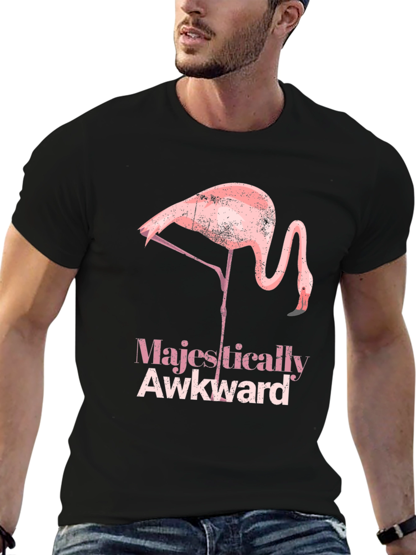 Majestically Awkward Flamingo Graphic Tee