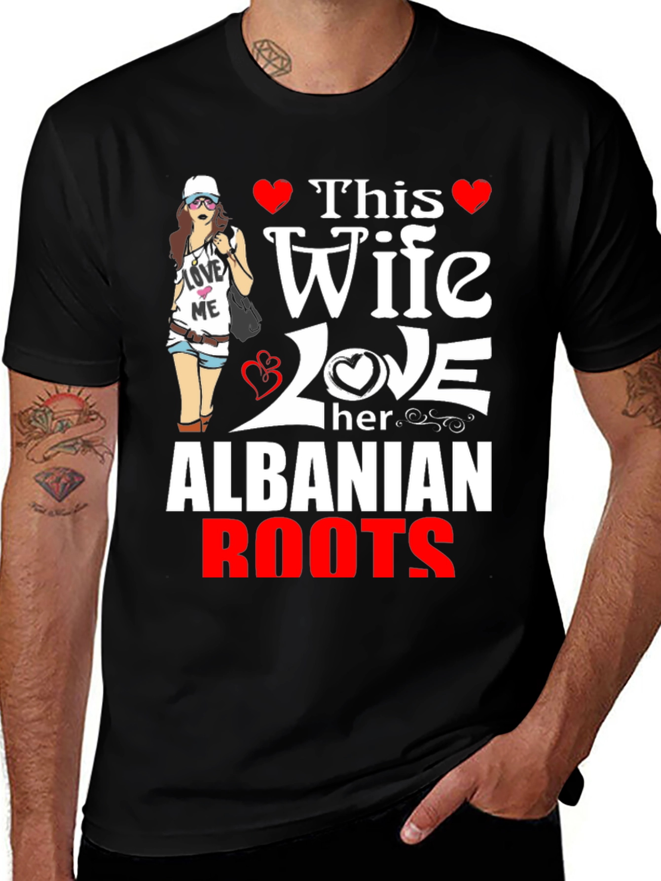 Albanian Roots Wife Graphic Tee - Novelty T-Shirt