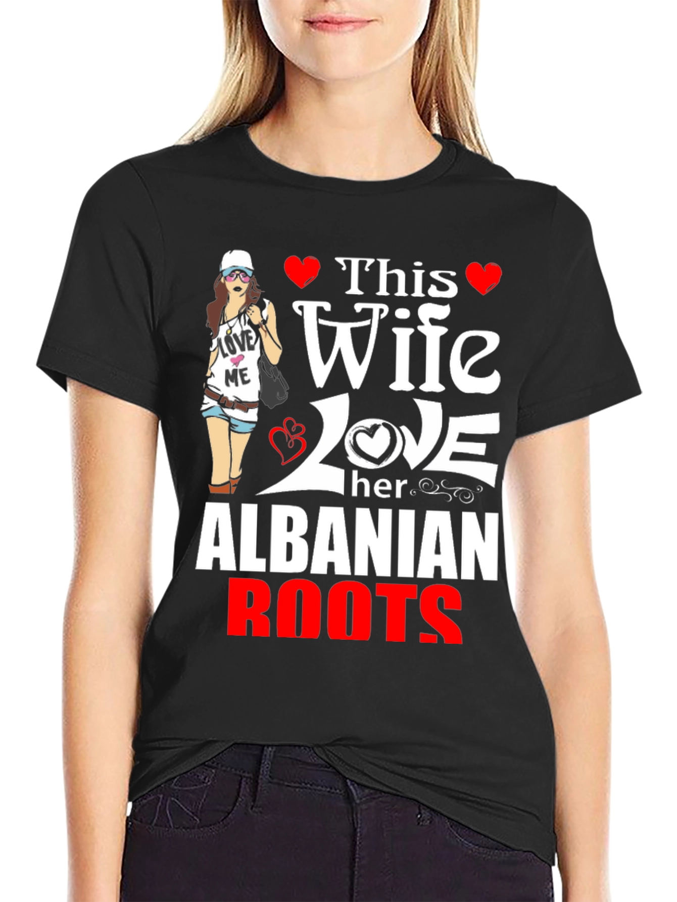 Albanian Roots Wife Graphic Tee - Novelty T-Shirt